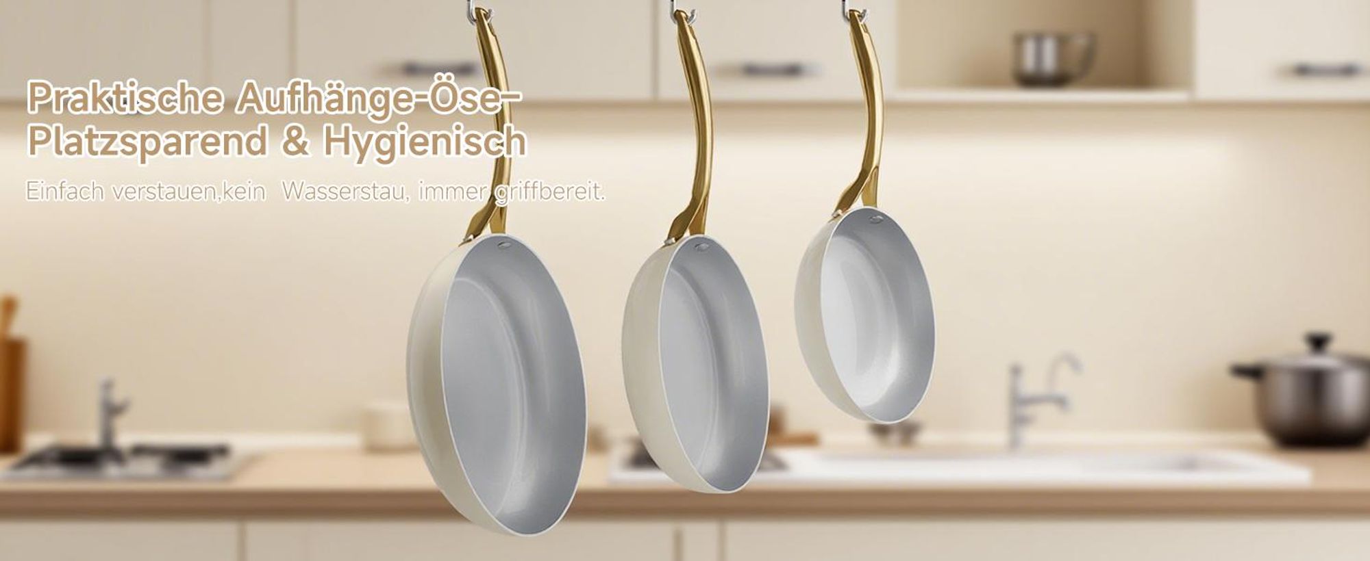 Keramikpfanne Pfannenset Pfanne 3TLG Bratpfanne Ø20/24/28cm,Induktion für alle Herdarten