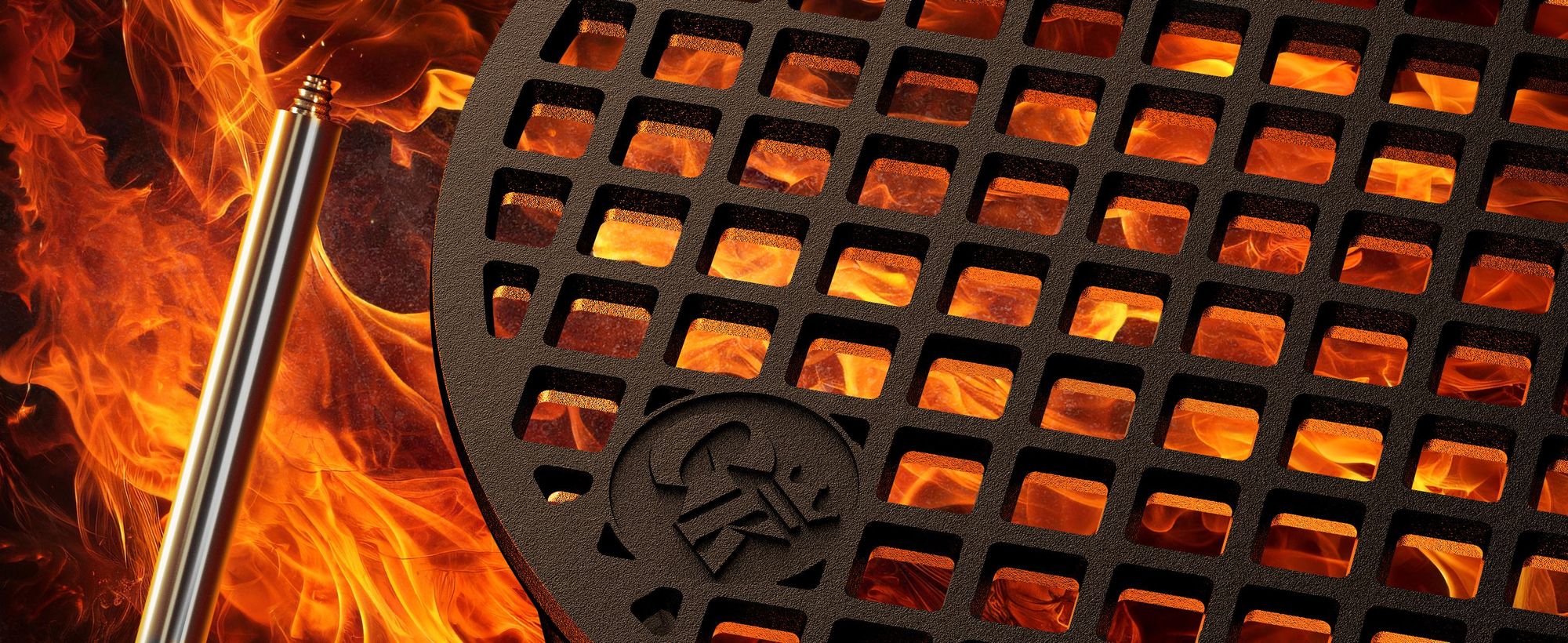 Gusskönig Gusseisen Grillrost mit Beinen Ø30 cm - Grillrost Kohle - Grillrost Dreibein Gusseisen Dutch Oven Untersetzer - Feuerrost Grill Zubehör