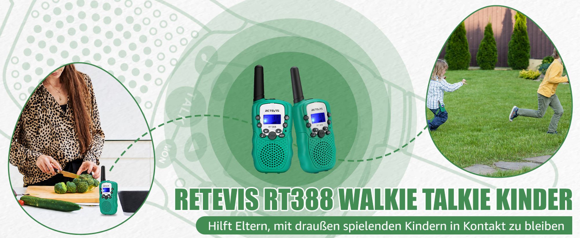 Retevis RT388 Walkie Talkie Kinder, Tastensperrer, sicheres Funkgerät, 8 Kanäle, Reichweite, Geschenke Spielzeug für Jungen Mädchen, Abenteuer Camping