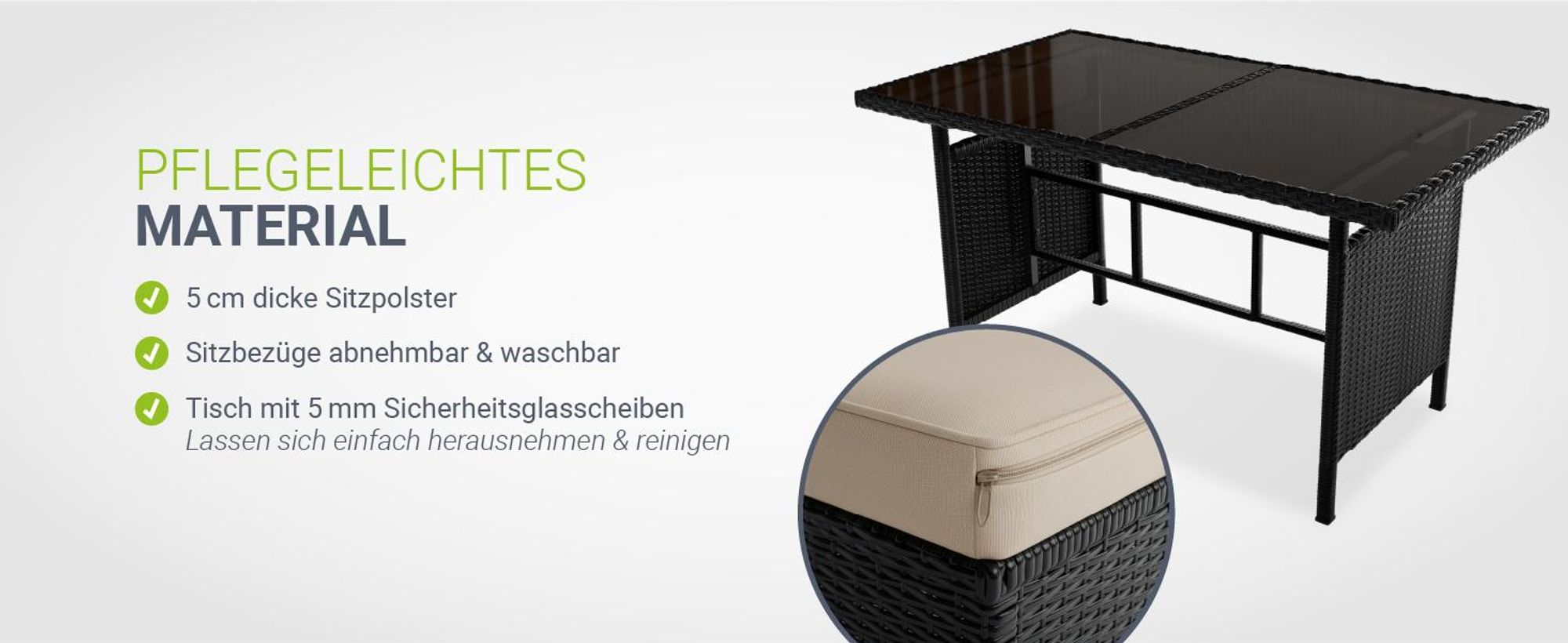 Juskys Polyrattan Lounge Manacor in Schwarz und Creme