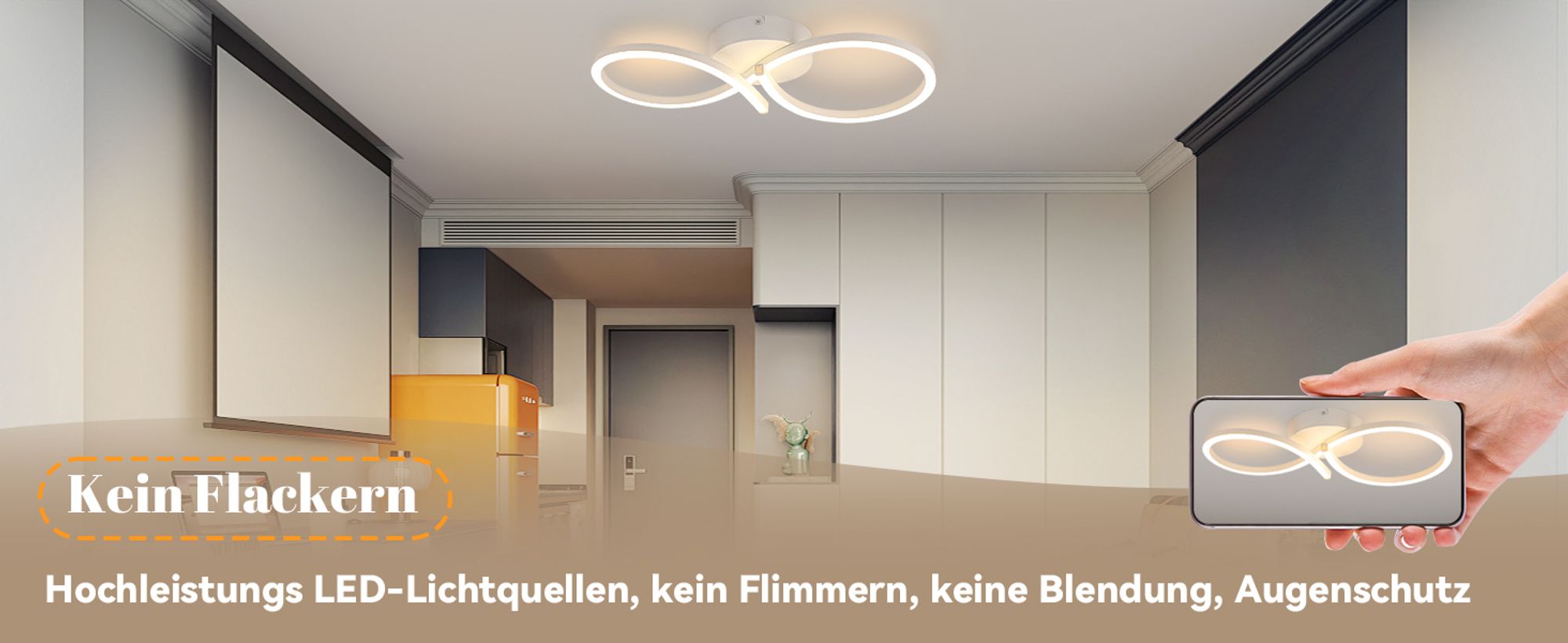 ZMH Deckenleuchte LED Deckenlampe Schlafzimmer 24W Küchenlampe Moderne Kreative Design Wohnzimmerlampe 3000K Warmweiß Flurlampe Schlafzimmerlampe Weiß Deckenlampen für Esszimmer Kinderzimmer