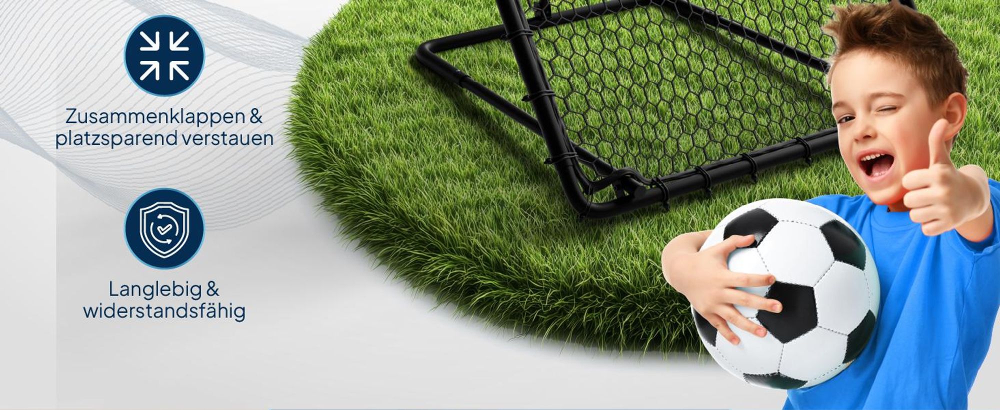 ArtSport Fußball Rebounder Power Pass - verstellbar, stabiler Rahmen, platzsparend verstauen