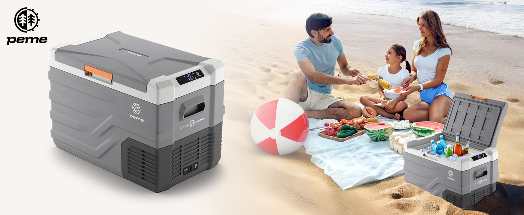 PEME Quest 40 Kompressor Kühlbox 35L - Autokühlschrank Elektrische Gefrierbox LKW Auto Camping Kühlschrank App USB Innenbeleuchtung -20°C gefrierbox