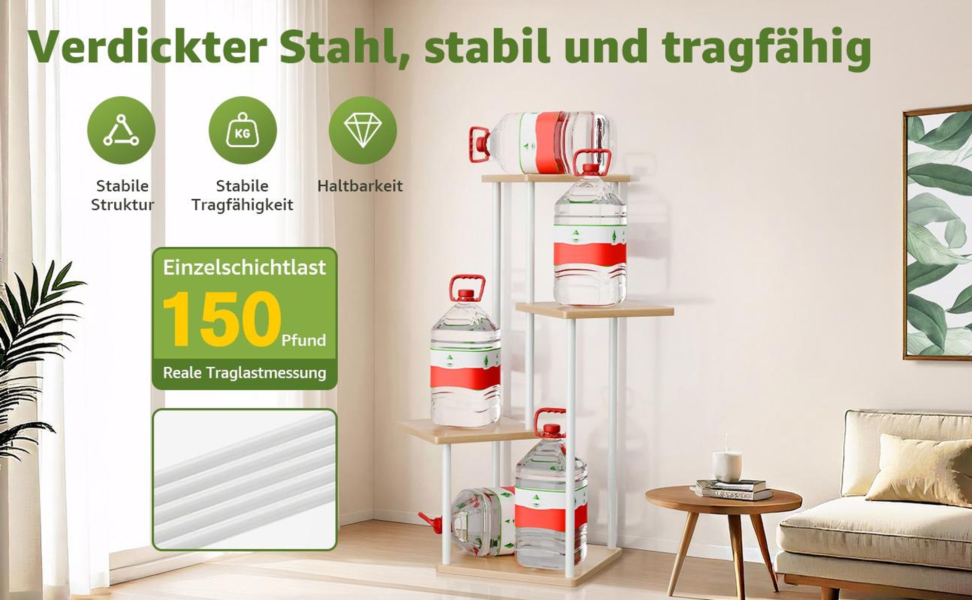 Mulisoft 4-Tier Hölzern Blumenregal Pflanzenregal, Mehrstöckig Blumenständer Pflanzenständer, Blumenbank Blumentreppe Pflanzentreppe, Standregal für Innen Garten Balkon Deko, Naturholzfarbe