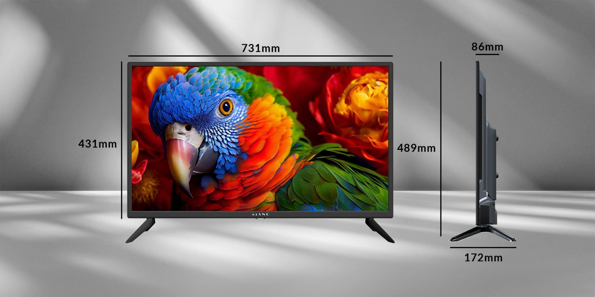 Kiano 32 Zoll LED Fernseher HD Ready - DVB-T2/S2 - 81,3 cm - Dolby Digital Plus - PVR USB Aufnahme - 3x HDMI - VESA 100x100 - Slim TV