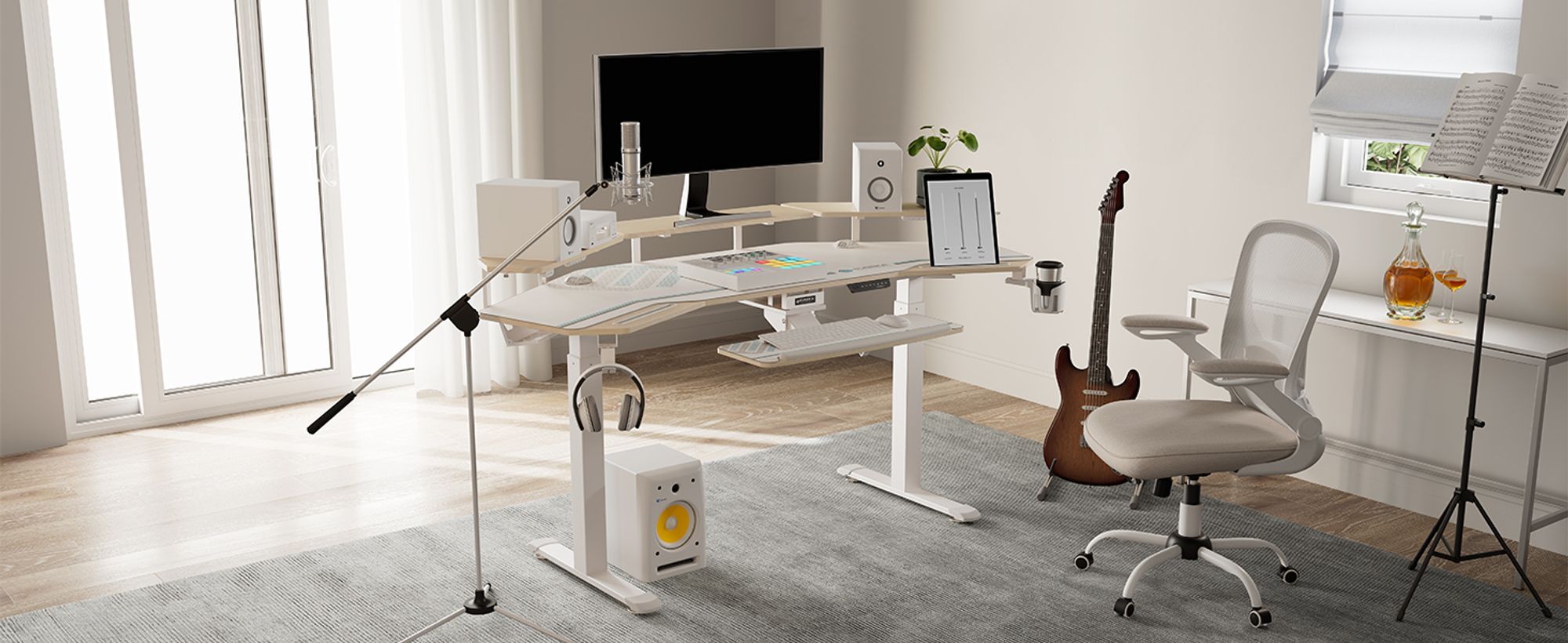 EUREKA ERGONOMIC Elektrisch Computertisch 182×76cm Höhenverstellbarer Schreibtisch Stehpult Gaming Tisch mit Monitorständer und Tastaturablage