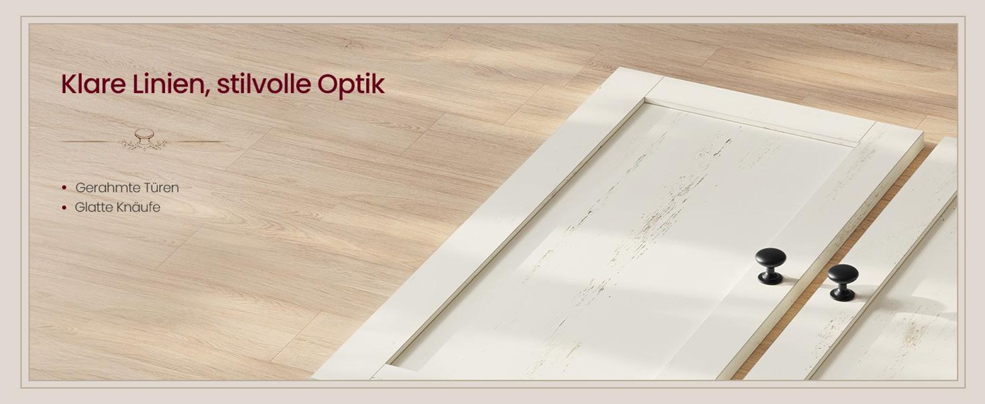 VASAGLE Küchenschrank im traditionellen Stil mit 2 Schubladen und 4 Türen 140 x 40 x 80 cm Weiß