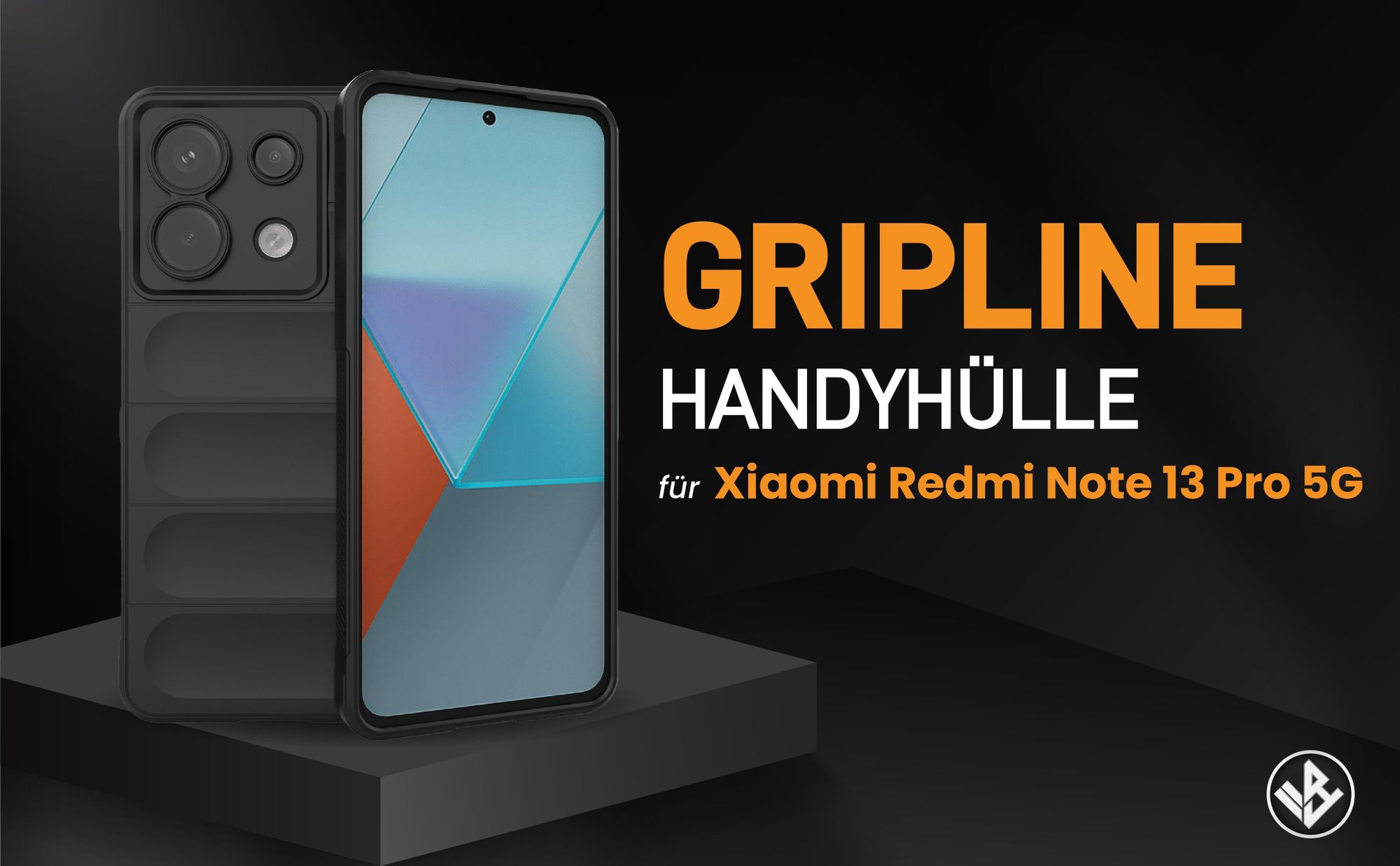 Schwarze ergonomische Grip Schutzhülle für das Xiaomi Redmi Note 13 Pro 5G