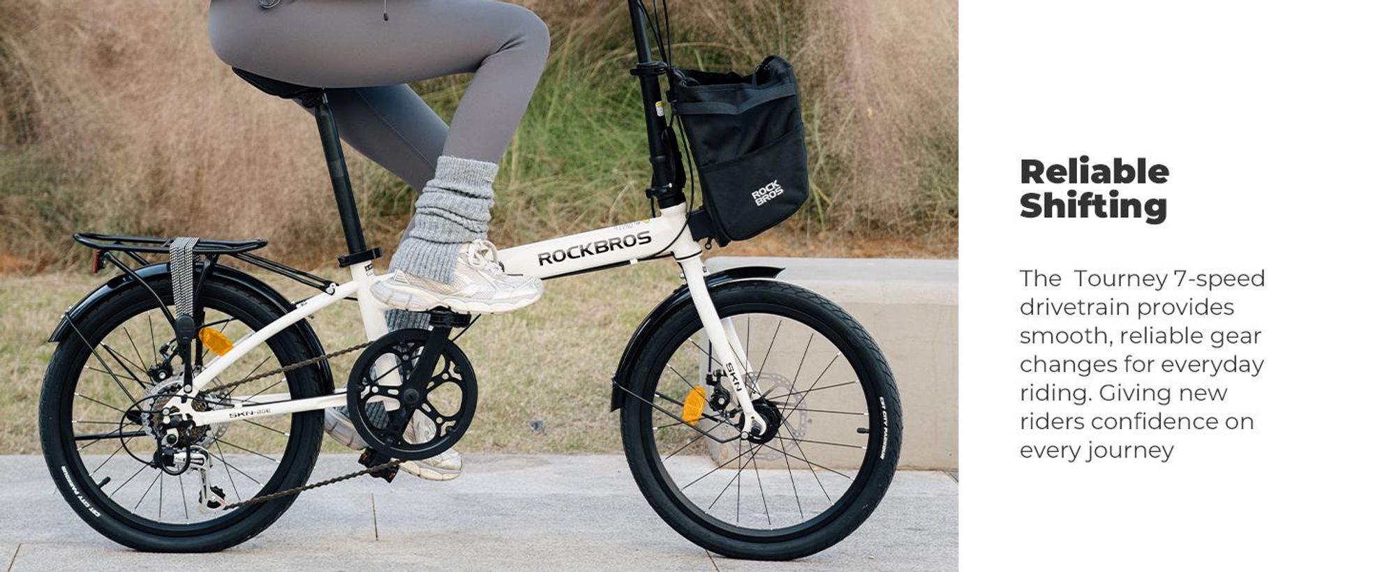 ROCKBROS SKN Klapprad 20 Zoll Faltrad, Hi-Ten Stahl Rahmen mit 7 Gang mit Gepäckträger & Schutzbleche City Bike Pendler EU Schwarz
