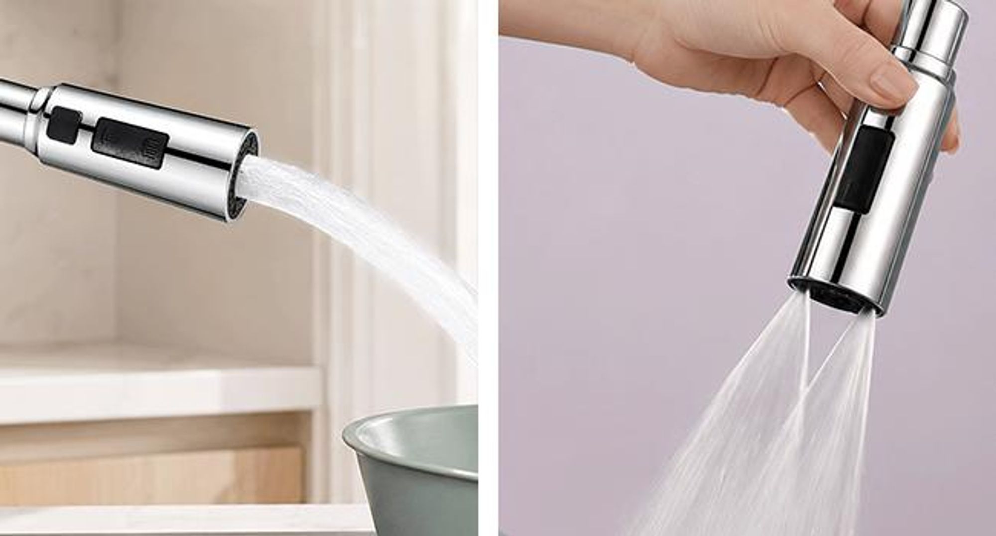 KRUMAD Wasserhahn-Aufsatz, 360° drehbar, Perlator mit 3 Wasserstrahlmodi, Wasserhahn Verlängerung, Strahlregler für Küche und Bad