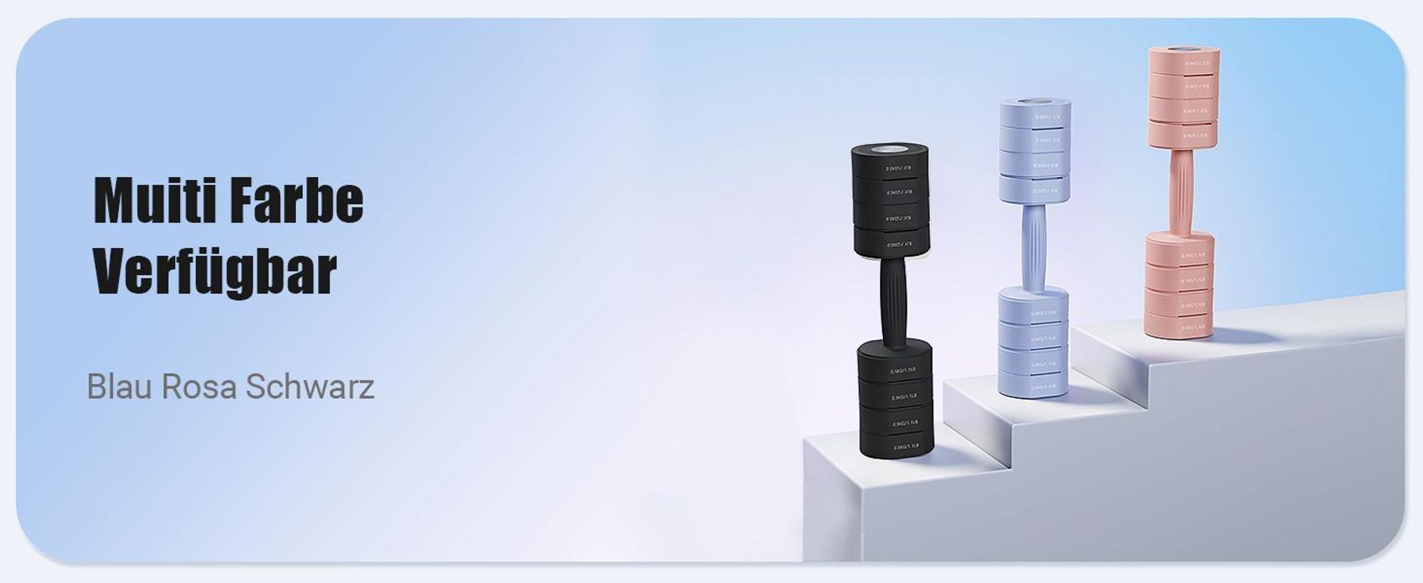 Verstellbare 4-in-1 Kurzhanteln 2er Set (1–4 kg) – Fitness Dumbbells für Zuhause & Home Gym, Krafttraining & Geschenkidee, blau