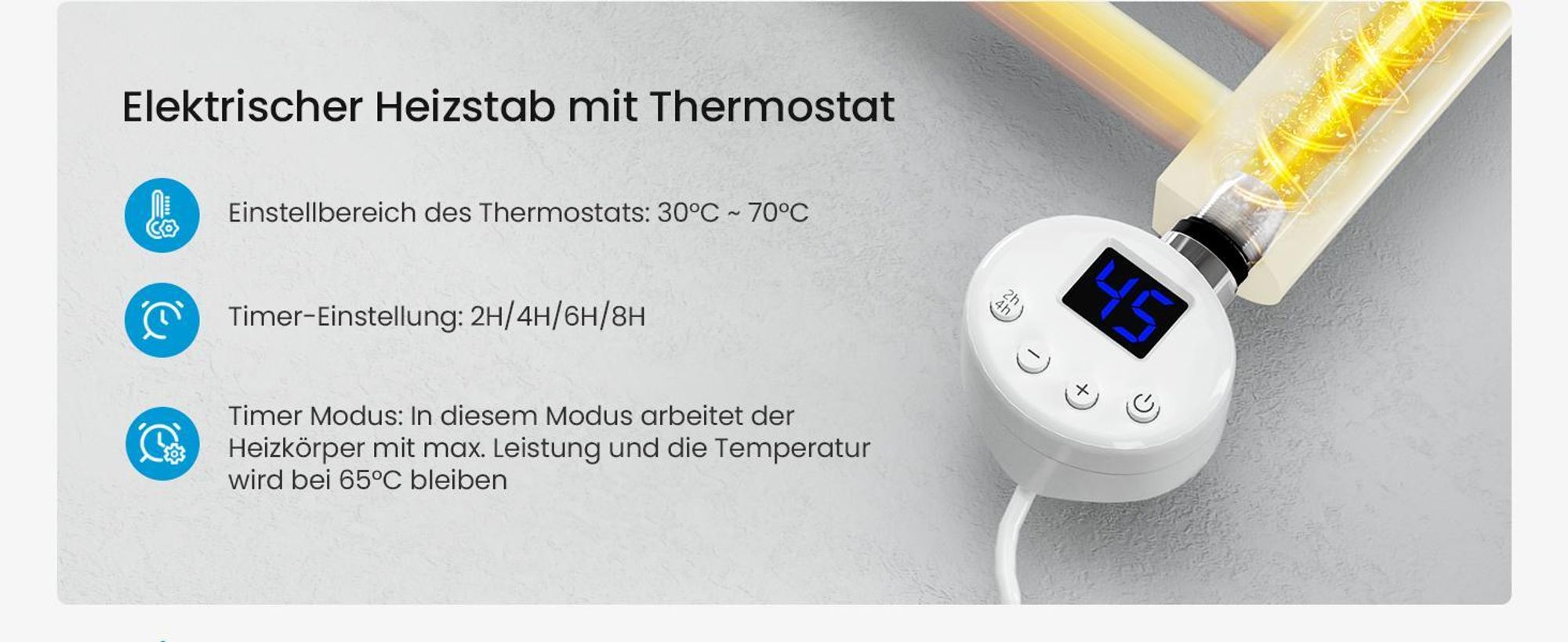 Heilmetz Heizkörper Elektrisch 140 x 60 cm Weiß Gerade Rundrohre Badheizkörper Elektrisches Handtuchtrockner Ohne heizstab