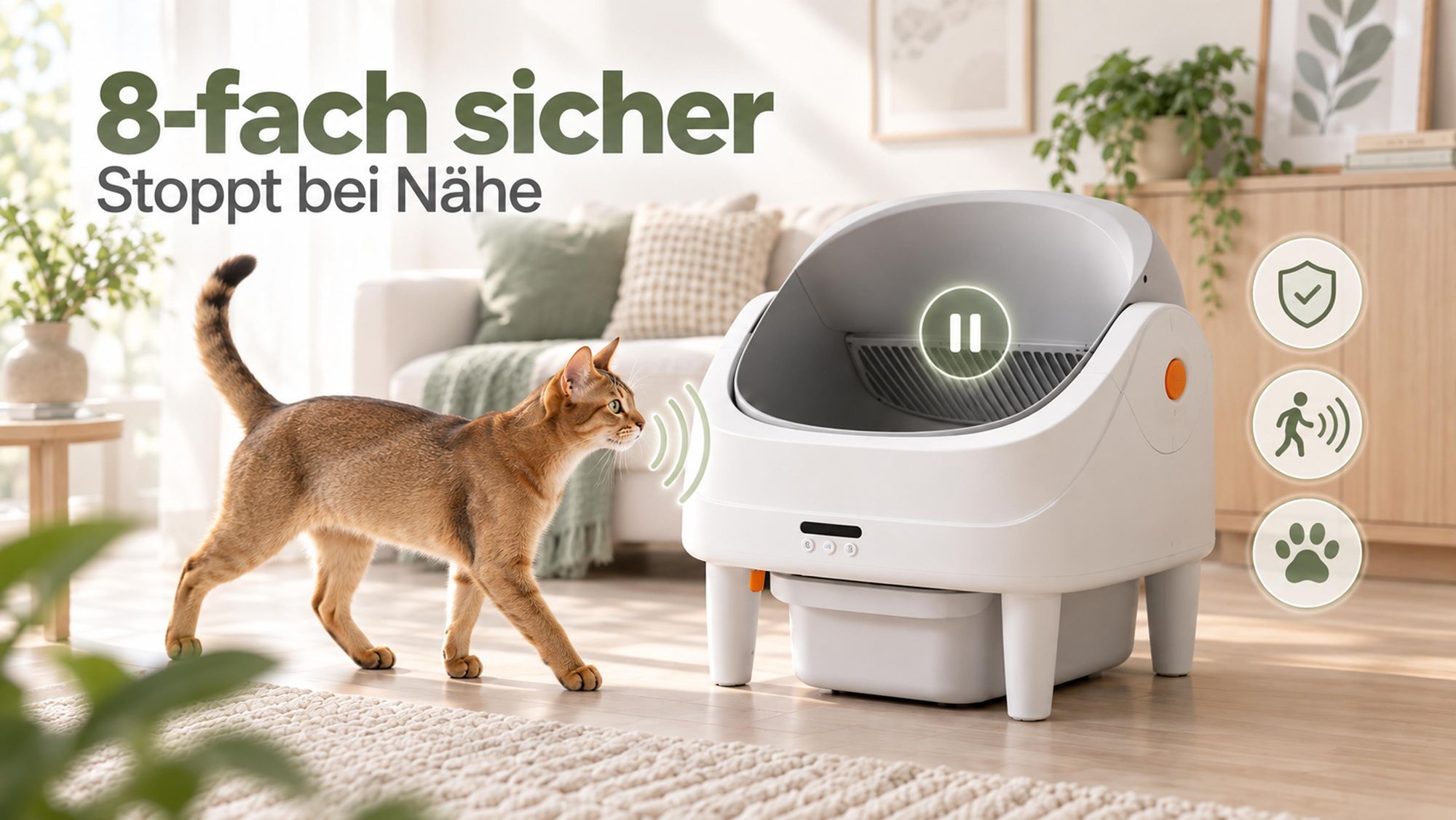70L+14L XXL Katzentoilette Selbstreinigendes Katzenklo Automatisches offenem Design & App, für Mehrkatzen, 8 Sicherheitssensoren, Geruchskontrolle