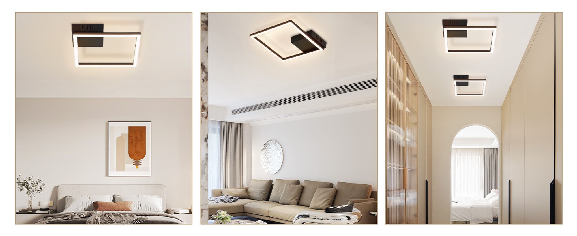 ZMH Deckenleuchte LED Deckenlampe Warmweiß Schlafzimmerlampe Schwarz Küchenlampe Modern Design 3000K 12W Quadratisch Flurlampe Deckenbeleuchtung