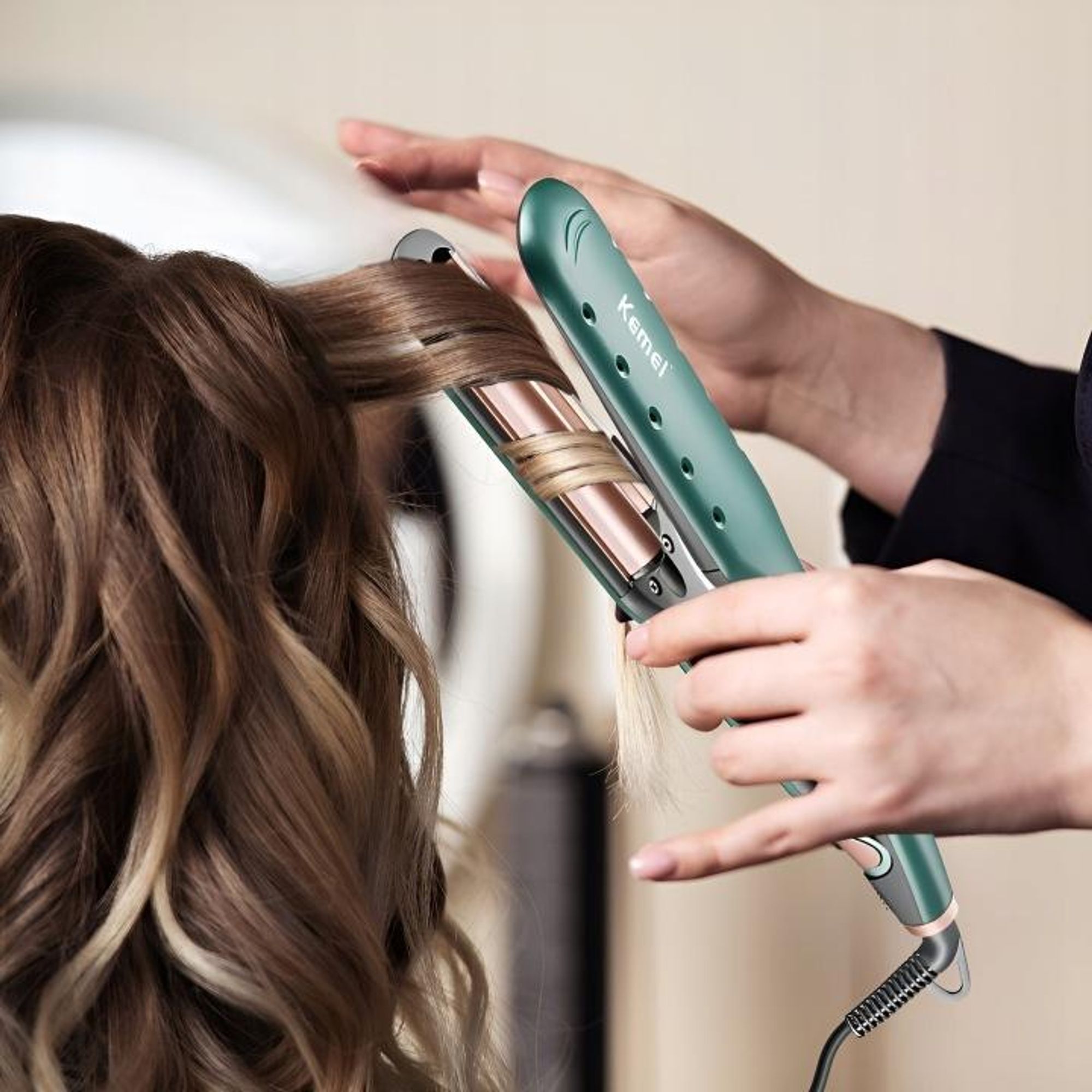 Haarlockenstab Kemei Keramik Welleneisen Welleneisen 60W Tpc 130-220 °C