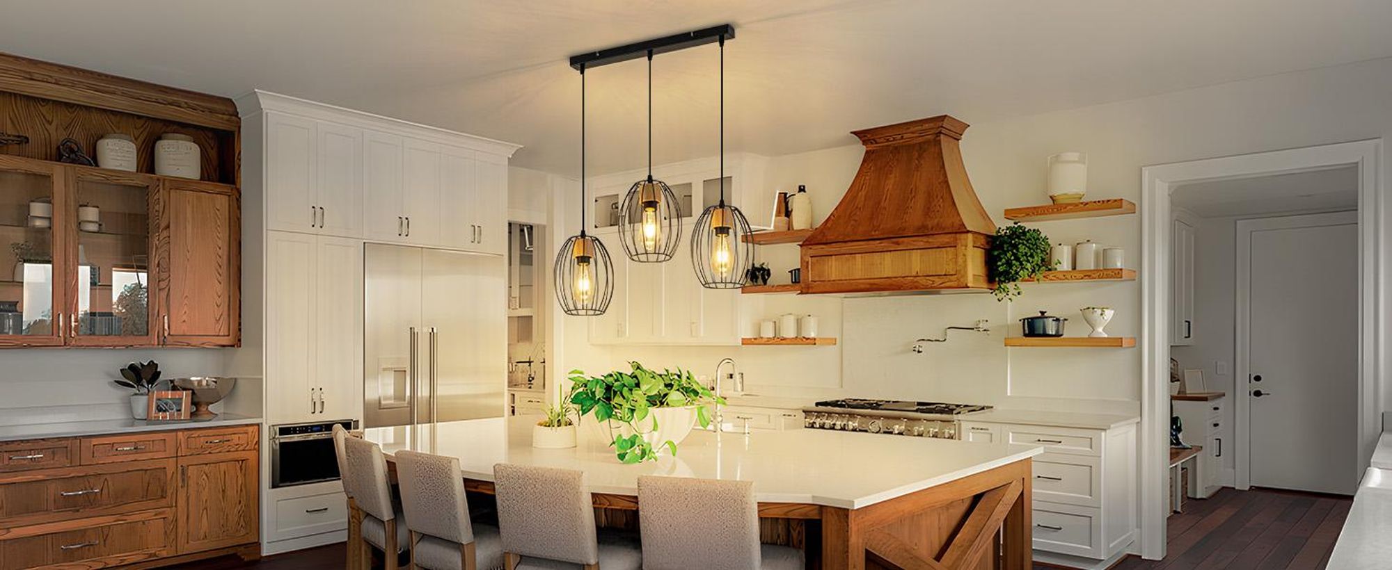 ZMH Hängelampe Vintage Pendelleuchte Esstisch - 3 flammig Esstischlampe Hängend Schwarz Hängeleuchte Metall & Holz E27 Retro Pendellampe für Wohnzimmer Schlafzimmer Küche (Ohne Leuchtmittel)