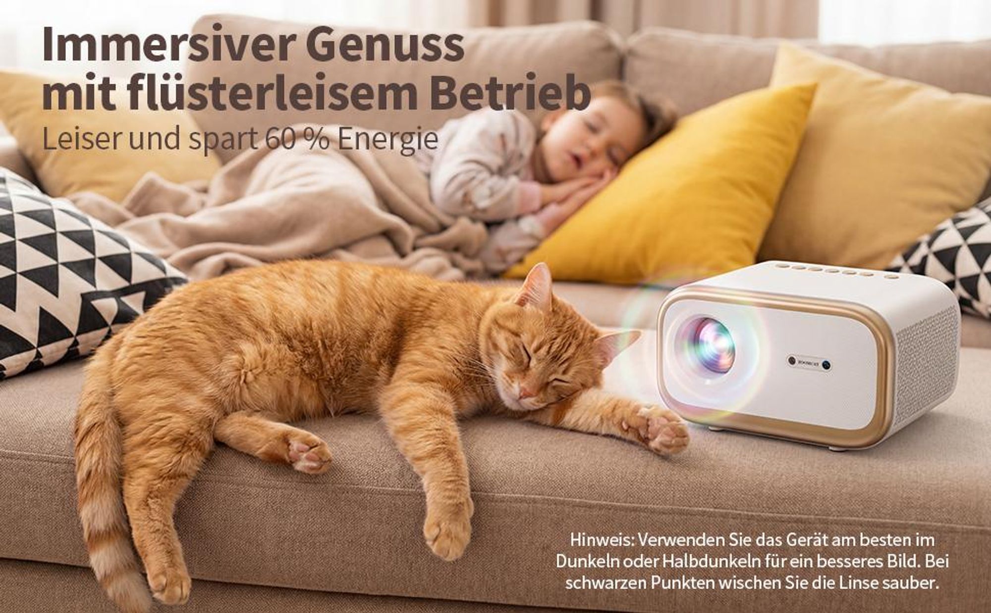 Beamer 4K Heimkino Mit Netflix lizenzierter (Autofokus)Mit Ständer Beamer, Full HD 1080P, Auto Trapezkorrektur, Auto Hindernisvermeidung