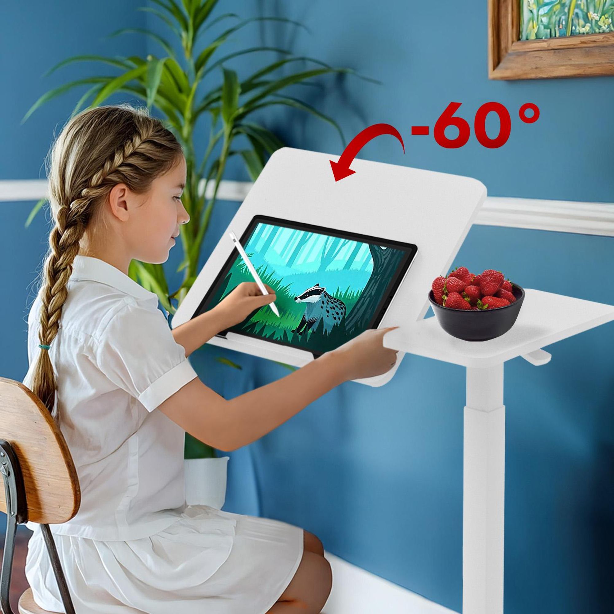 Mobiler Schreibtisch/Laptopständer Maclean weiß höhenverstellbar 76-109cm max. 30kg  MC-120 W