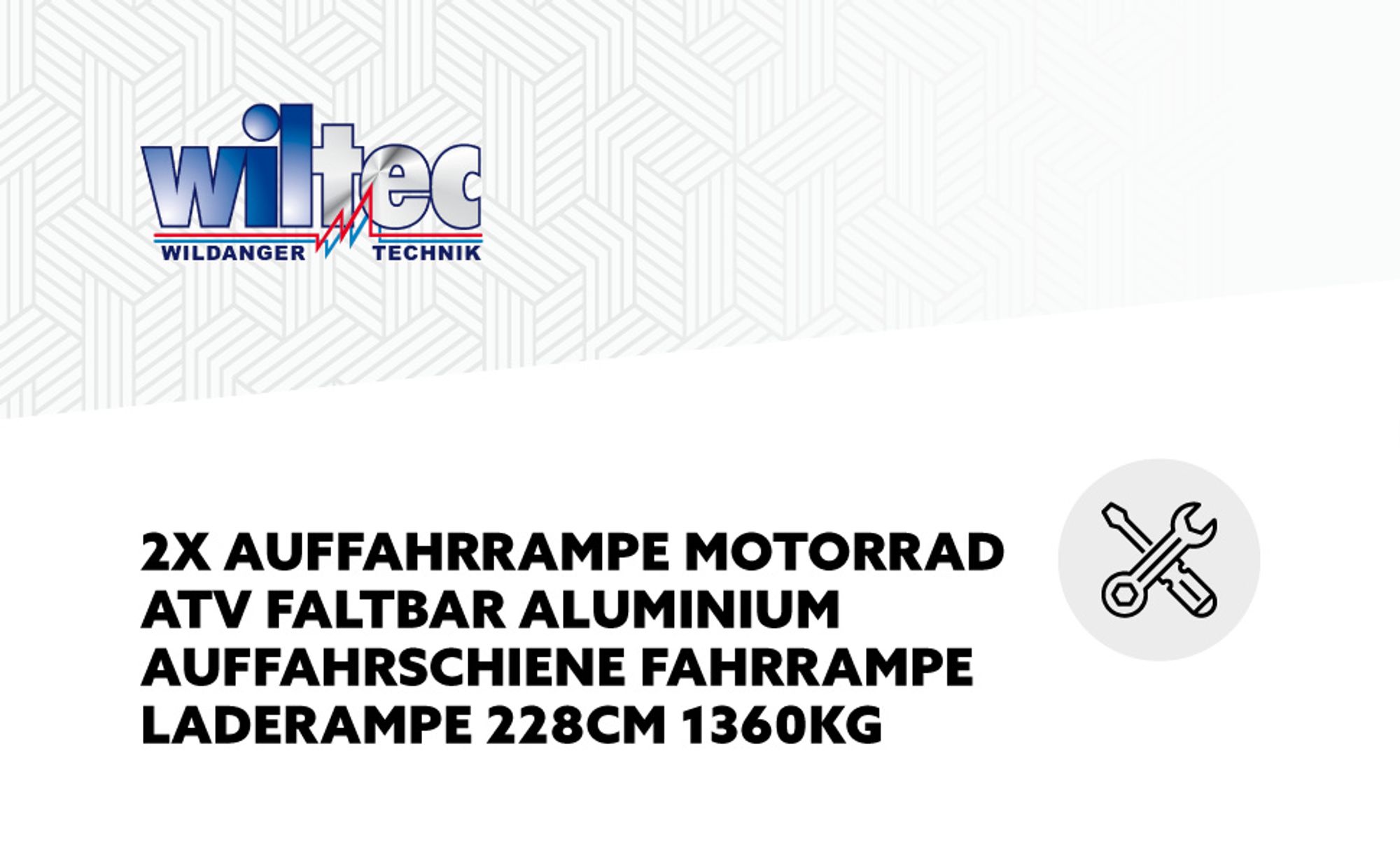 Wiltec 2x Auffahrrampe 228 cm 1360 kg für Quad ATV Motorrad, Aluminium Auffahrschiene faltbar, Verladerampe rutschsicher