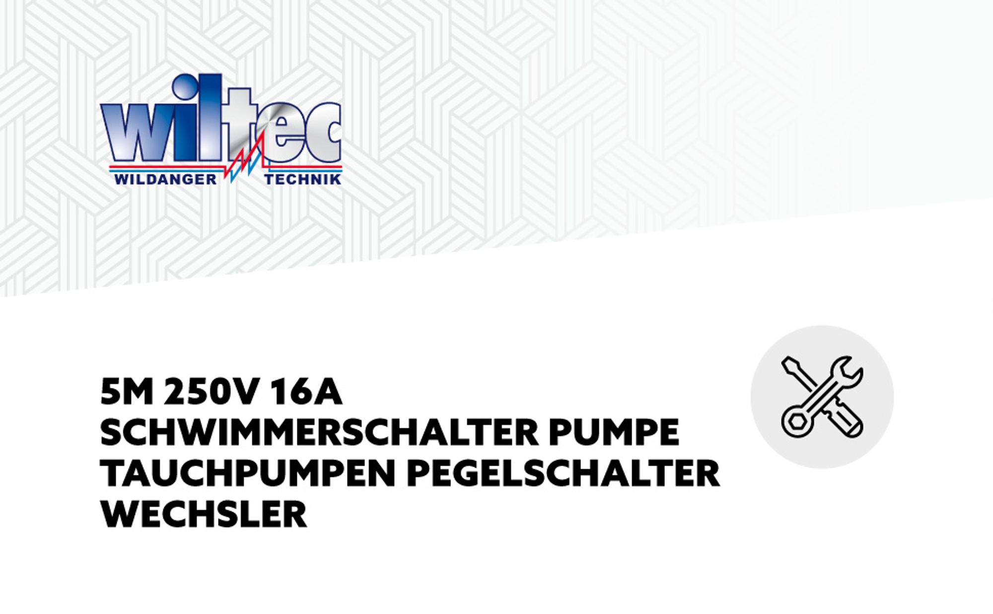 Wiltec Schwimmerschalter für Pumpen, 230VAC 16A, Pegelschalter für Tauchpumpen, Wechsler mit 5 m Kabel