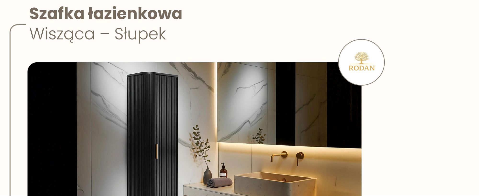 Szafka Łazienkowa - Wisząca - 139 Cm - Czarna - Ryflowana