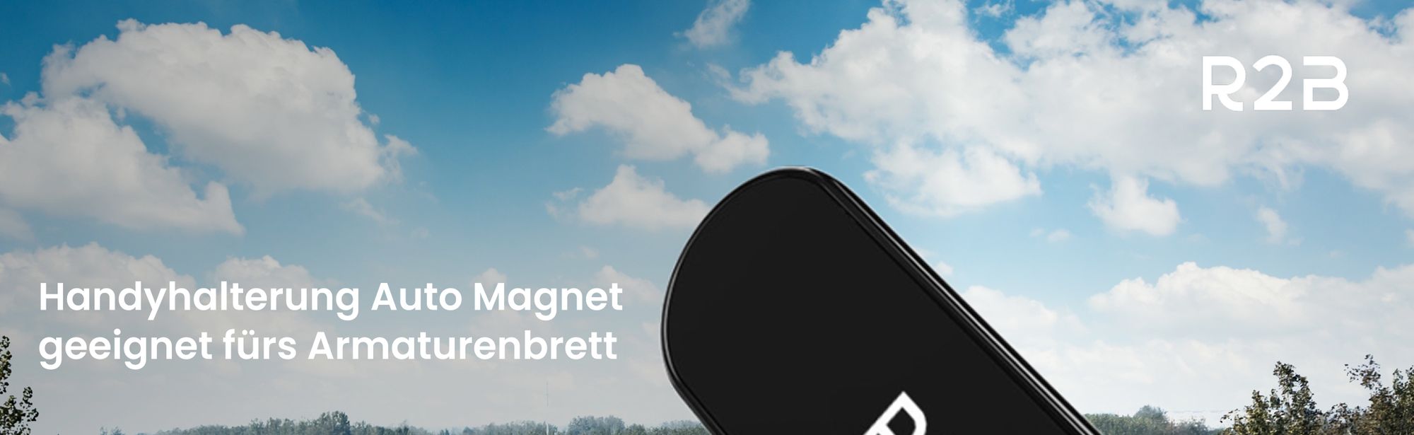 R2B Handy Halterung Auto Magnet - Magnetische Handyhalterung Auto, Mit zwei starken Magnetplättchen, Für Armaturenbrett, KFZ-Halterung