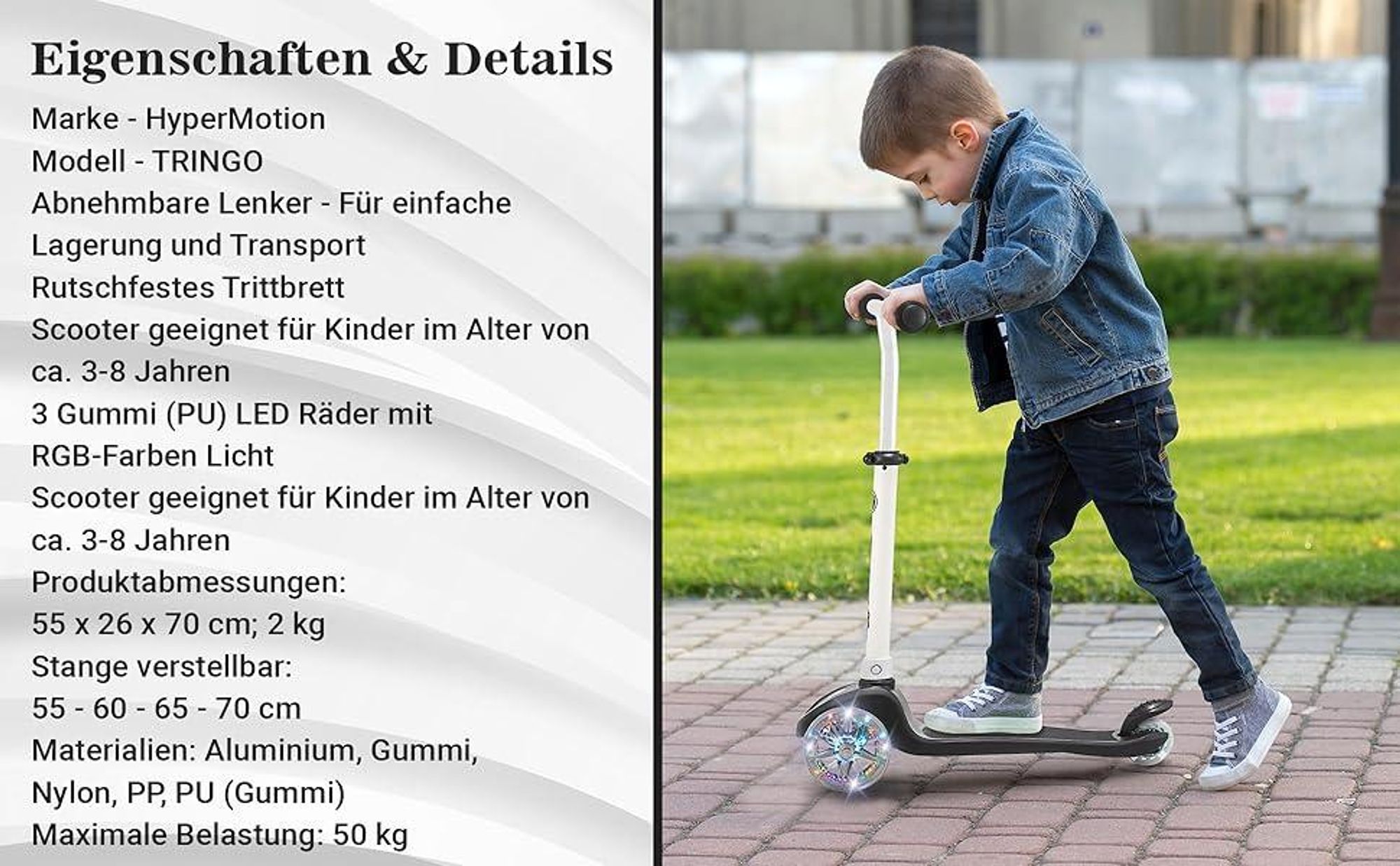 HyperMotion TRINGO, Kinder, Klassischer Roller, Unisex, 50 kg, 3 Rad/Räder, 3 Jahr(e)