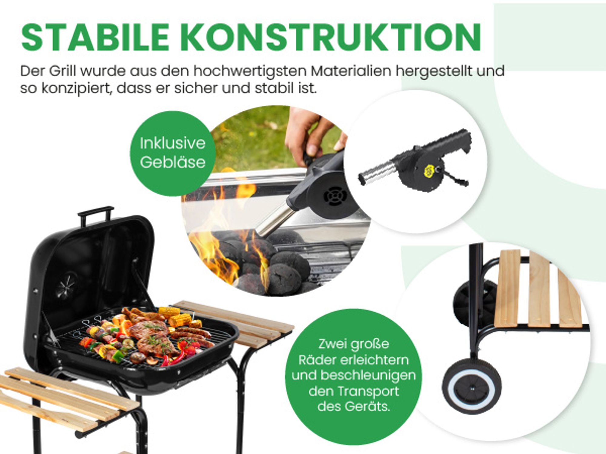 Holzkohle-Gartengrill mit stabile Konstruktion