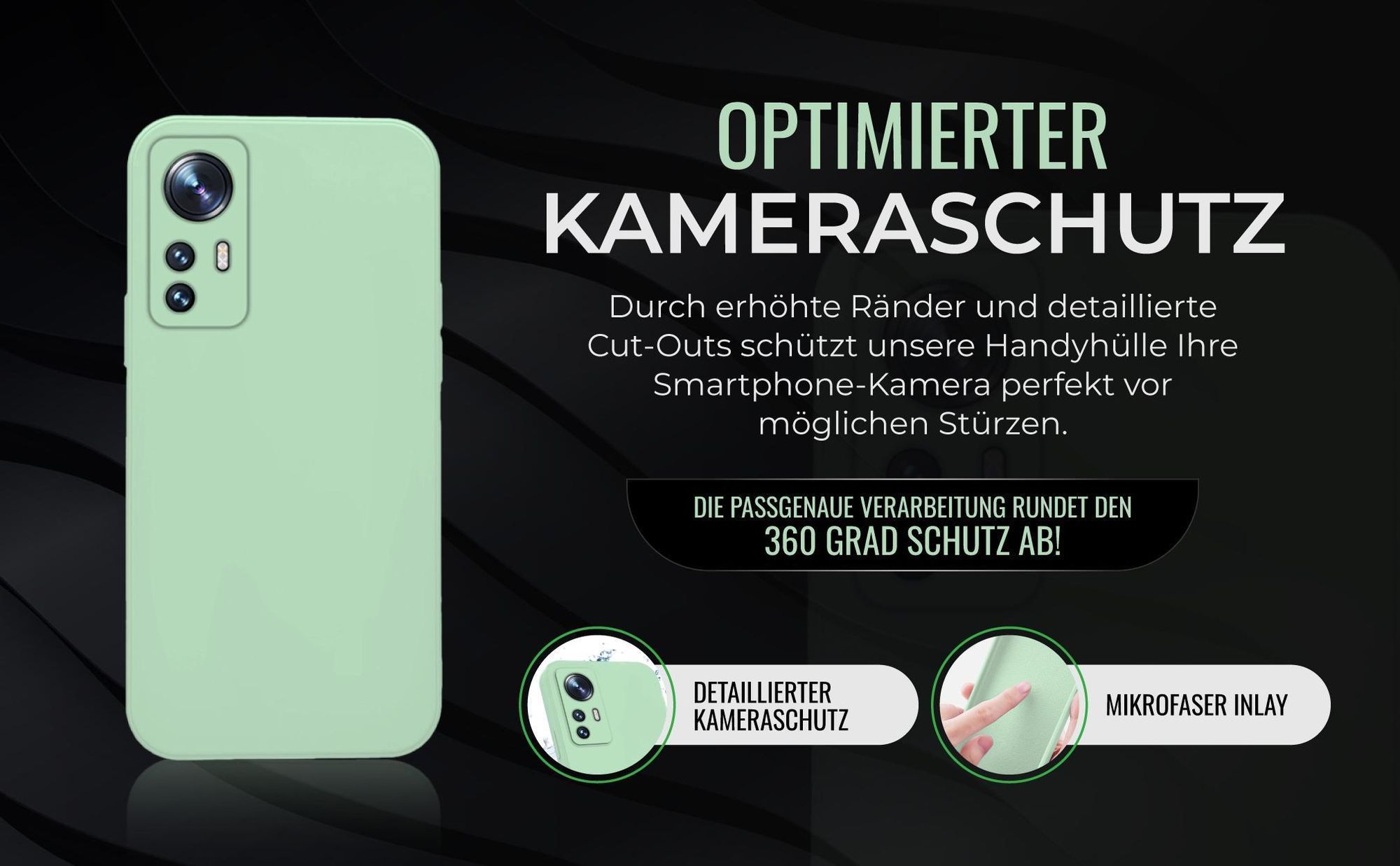 Handyhülle in Türkis für Xiaomi 12 Pro in detailliertem Kamera Cutout