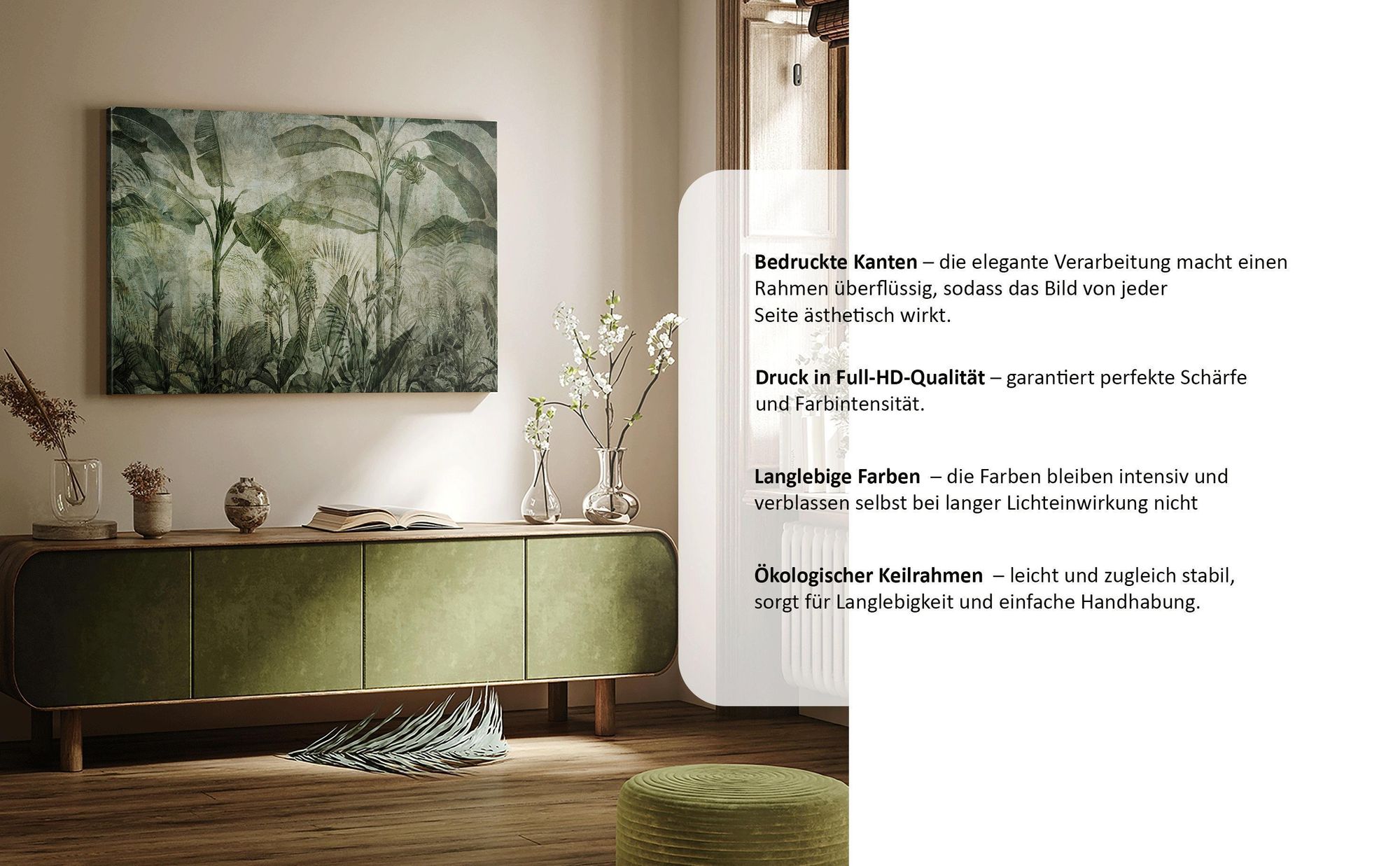 LUMASOUL Gemälde auf 3 Leinwänden, Naturmotivgemälde auf Leinwand, Gemälde 90 x 60 cm