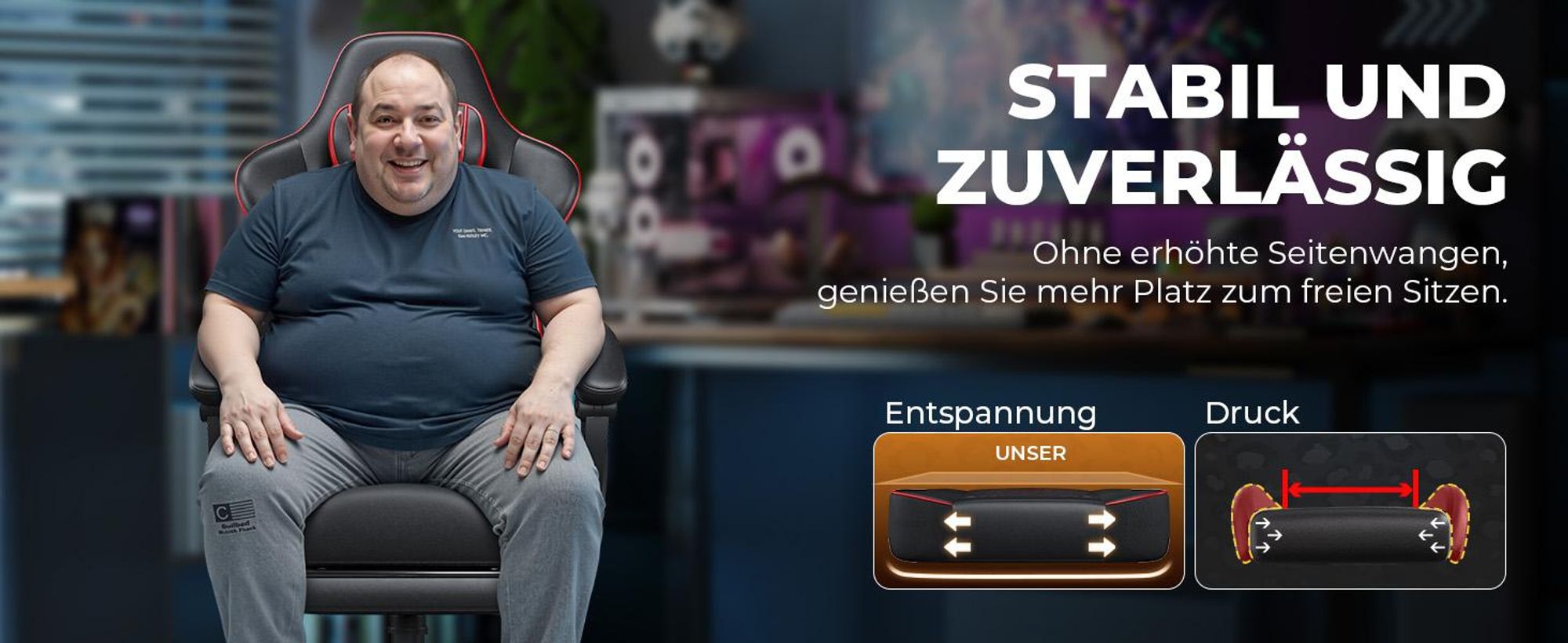 GTPLAYER GamingStuhl, Bürostuhl, Ergonomischer Pc Stuhl, Höhenverstellbarer Drehstuhl, Armlehnen mit Synchronmechanik, Lendenkissen, Kopfkissen