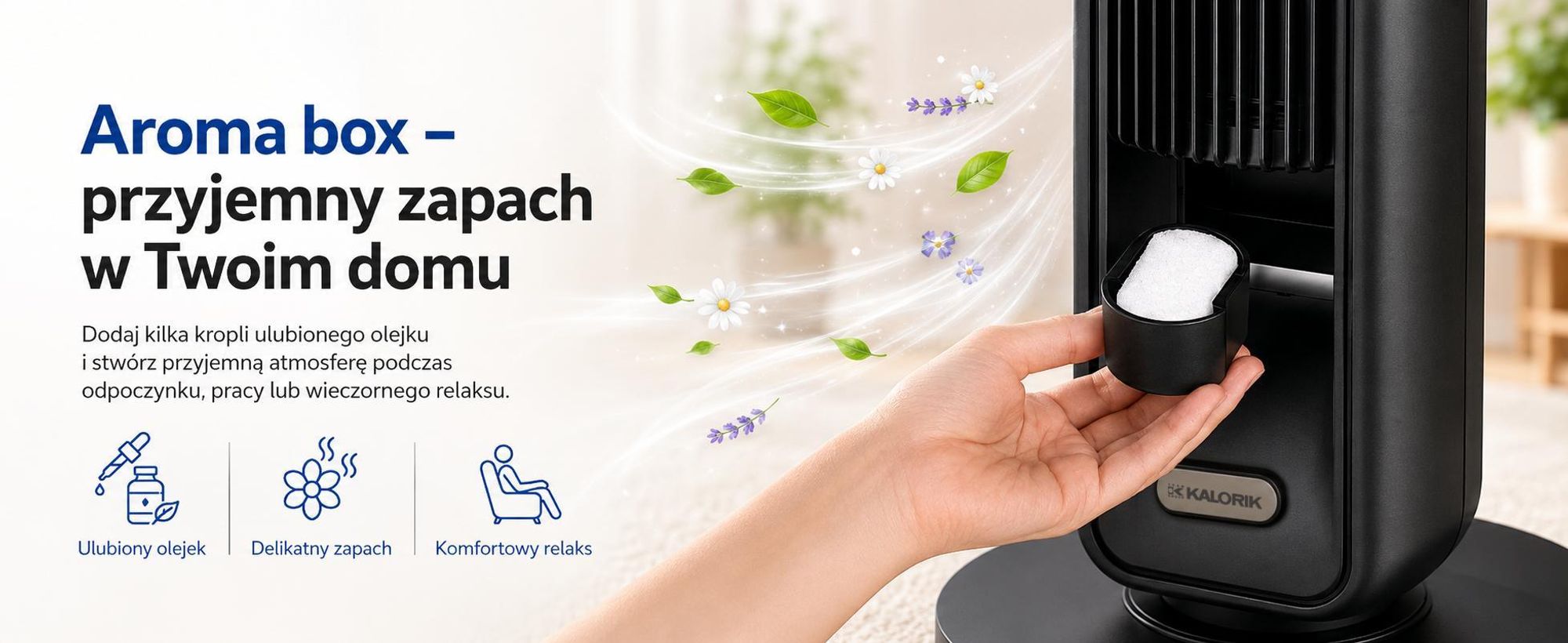 Wentylator Kolumnowy Stojący Podłogowy Wiatrak Aromaterapia Cichy Mocny 55W Vt2200