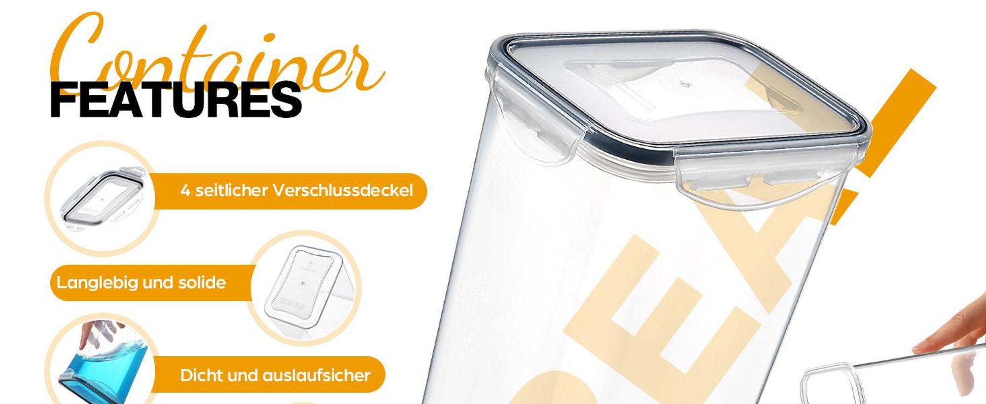 YASHE 16 Stück Vorratsdosen mit Deckel, Luftdicht Vorratsdosen Set, Kunststoff B