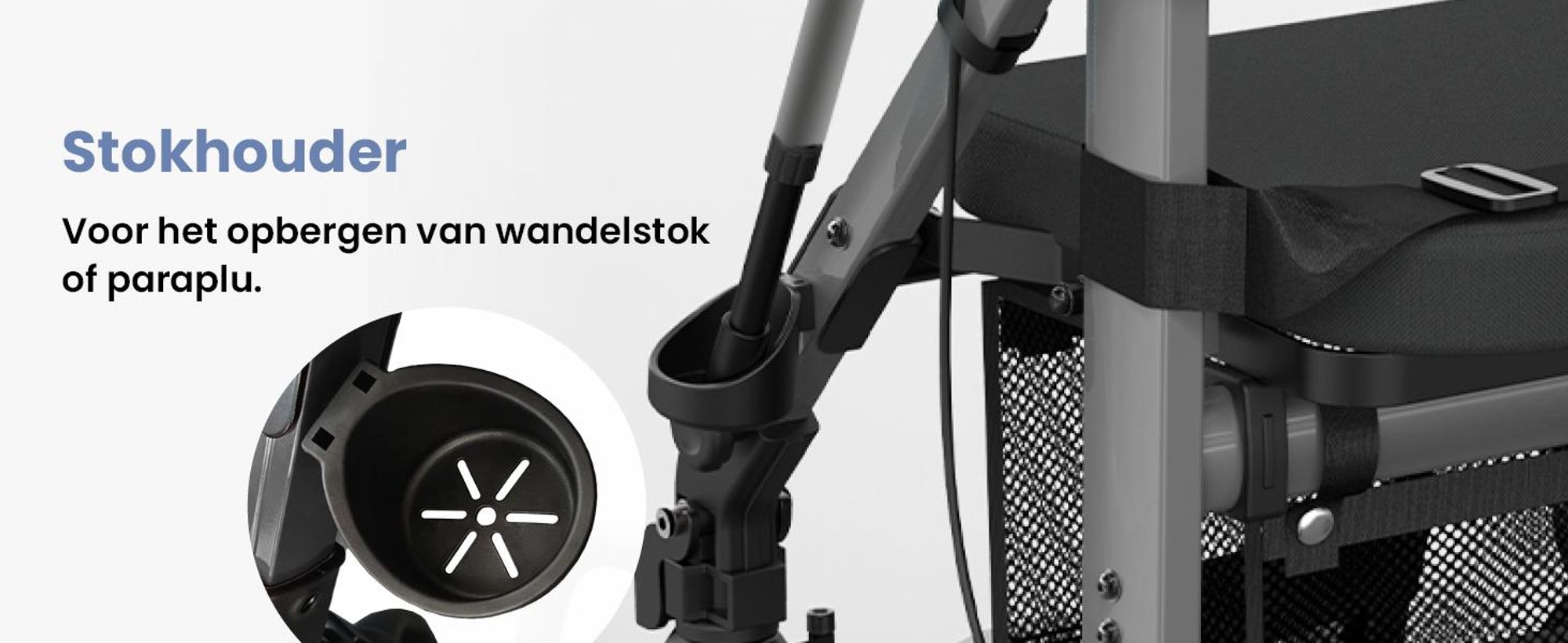 ELONEO 2-in-1 rolstoel/rolator, opvouwbaar en lichtgewicht met zitplaats, outdoor rolstoel/rolator, opvouwbaar, aluminium loophulpmiddel voor senioren - Grijs
