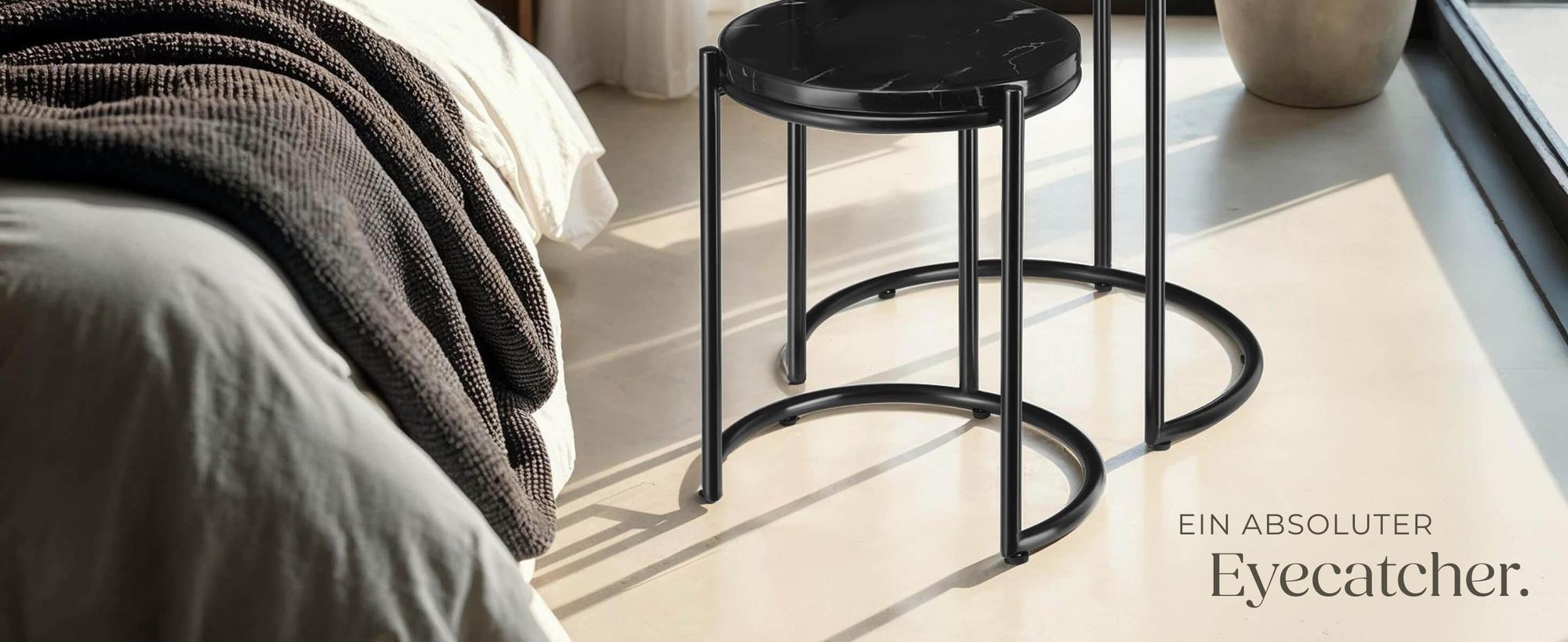 tectake® Beistelltisch Ellsa, Marmoroptik, Stahlgestell