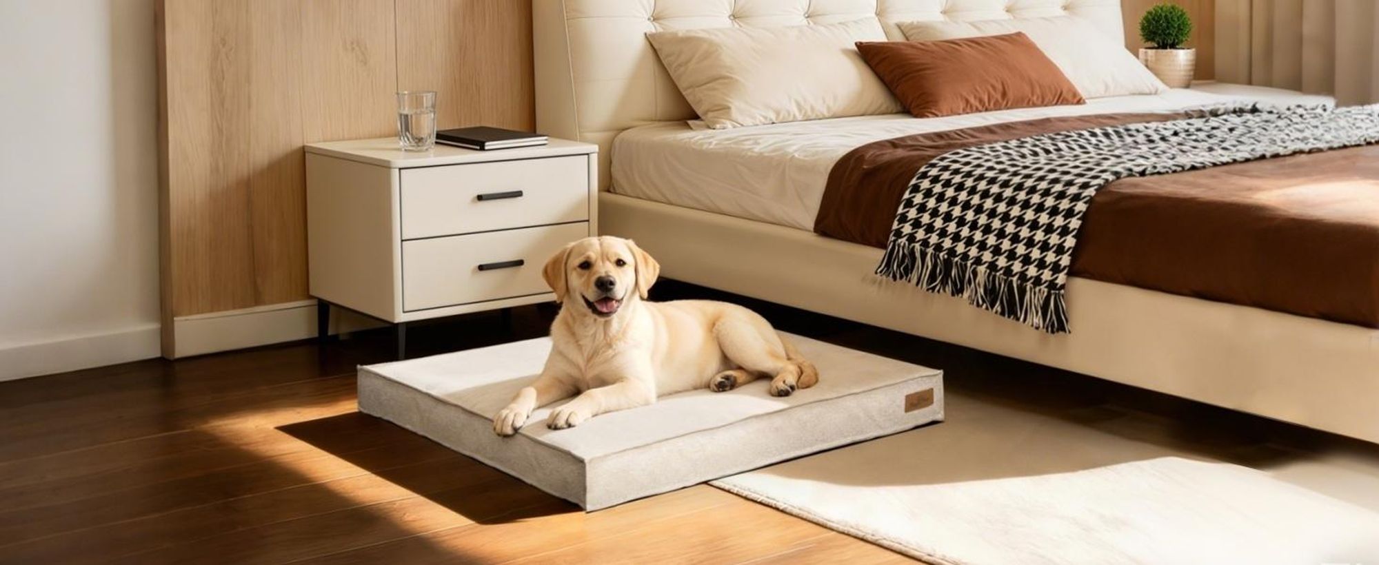 WISFOR Hundebett Hundesofa Hundecouch Hundekissen Rutschfest, waschbar Bezug abnehmbar 2XL: 118 x 89 x 12 cm, Khaki
