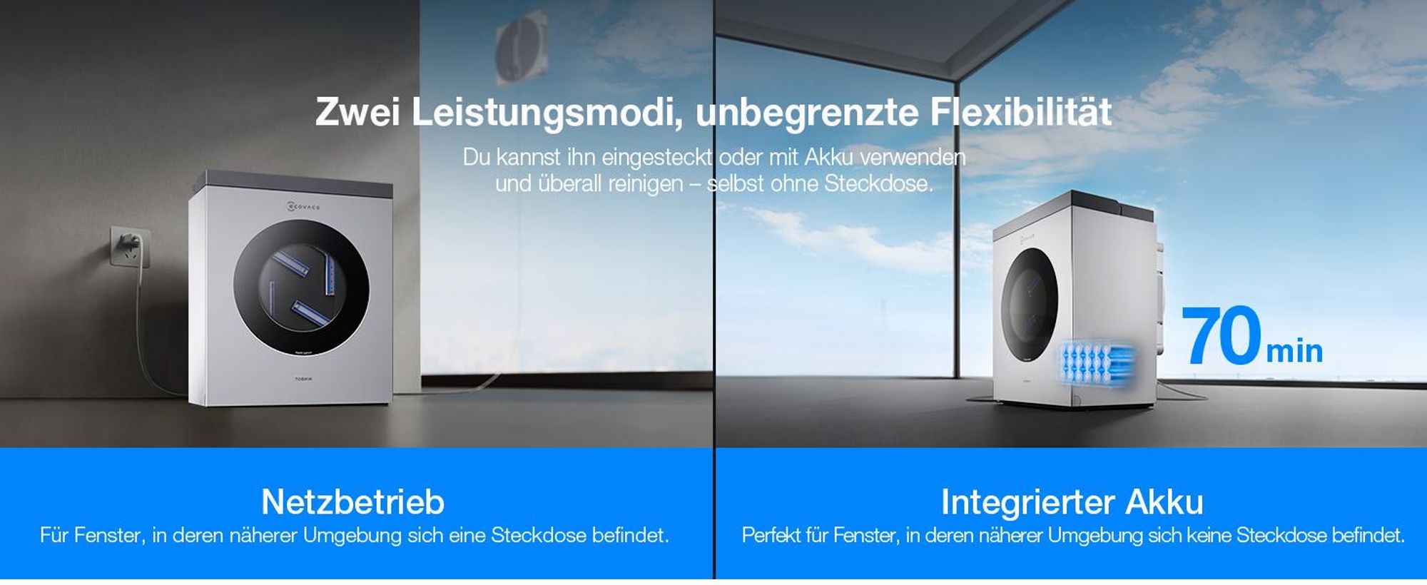 ECOVACS WINBOT W3 OMNI Fensterputzroboter mit Multifunktionsstation, Automatische Reinigung der Wischpads, Intelligente Reinigung entlang der Ränder