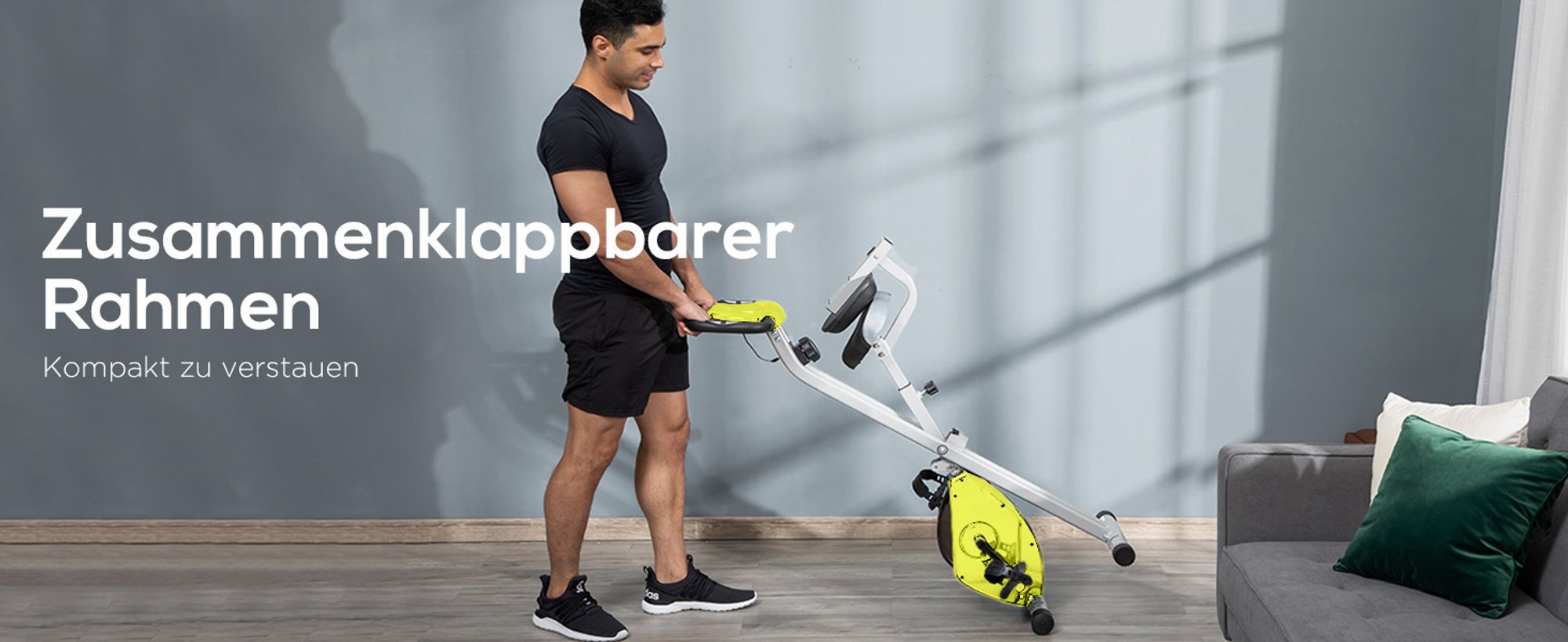 HOMCOM Heimtrainer Fahrradtrainer mit 8 stufig Magnetwiderstand Gelb