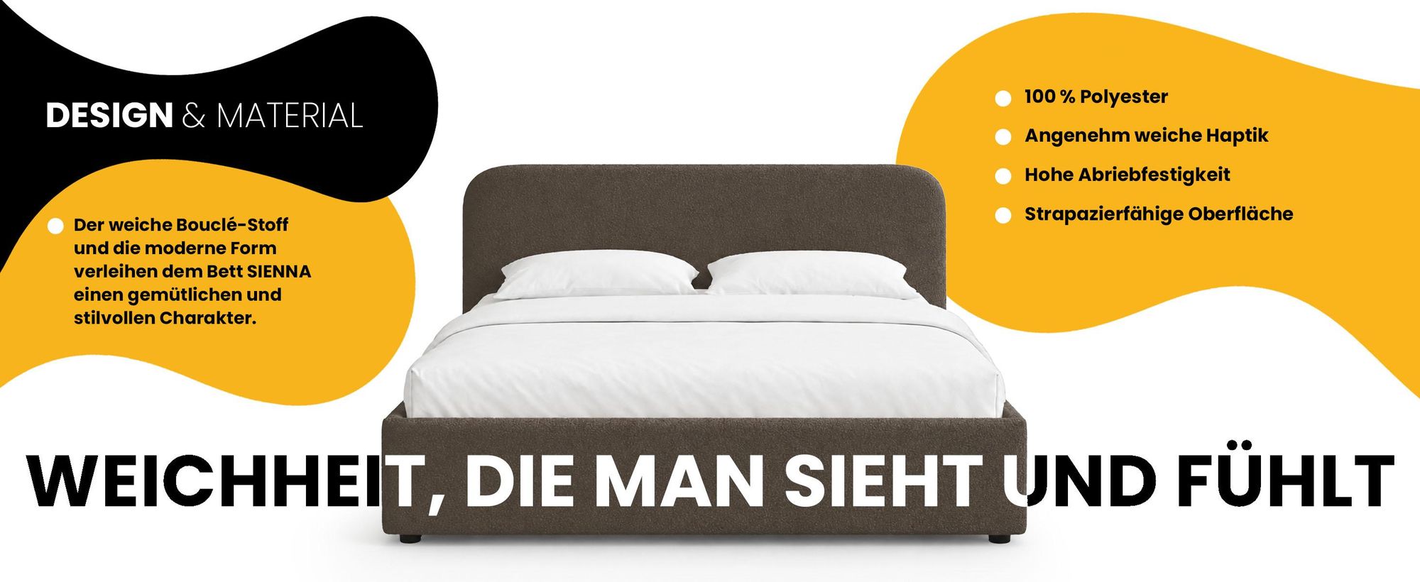 Polsterbett 160x200 mit Bettkasten - Braun - Metallgestell - mit Stauraum - Bettrahmen mit Lattenrost - Gasfeder - Doppelbett - Ohne Matratze