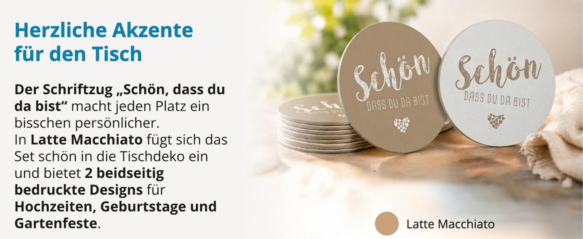 itenga 40x Bierdeckel Untersetzer "Schön dass du da bist" latte macchiato braun