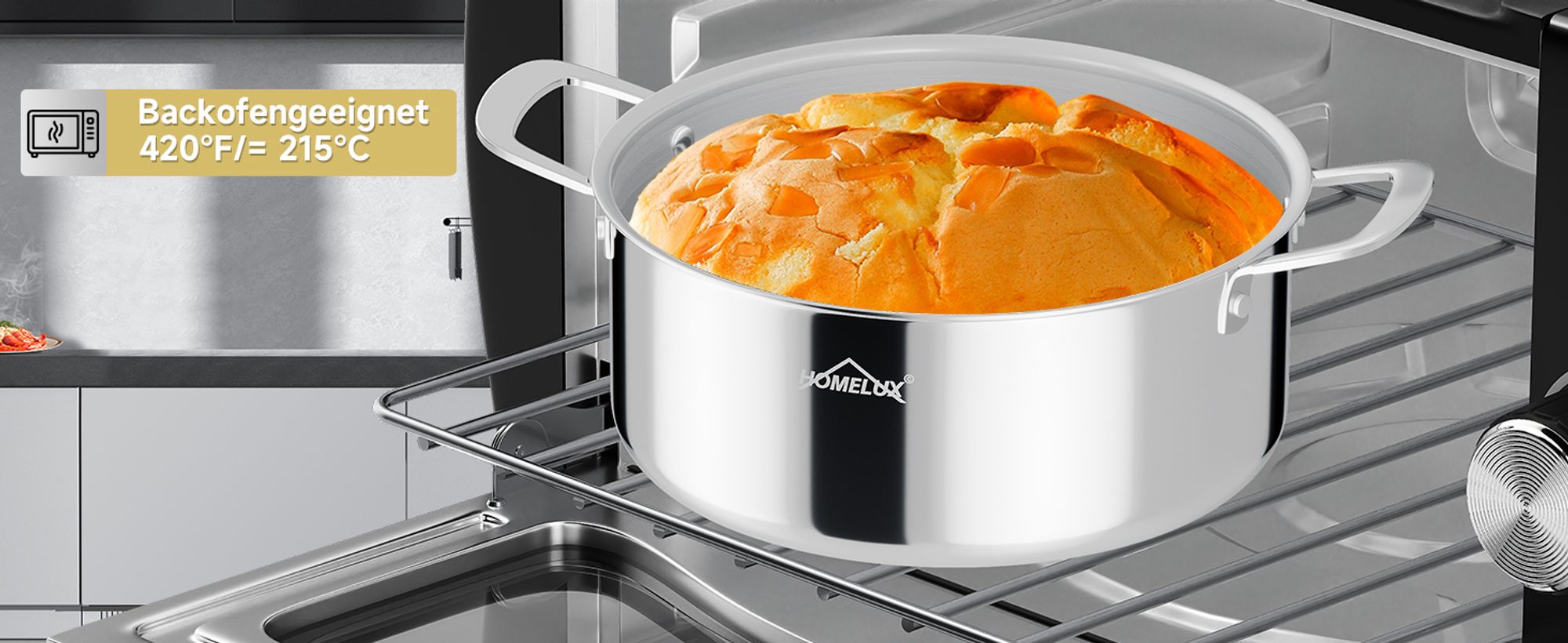 Topf 26cm 5,2L Edelstahl Kochtopf Induktion mit Glasdeckel,Töpfe mit Wabenstruktur Beschichtete