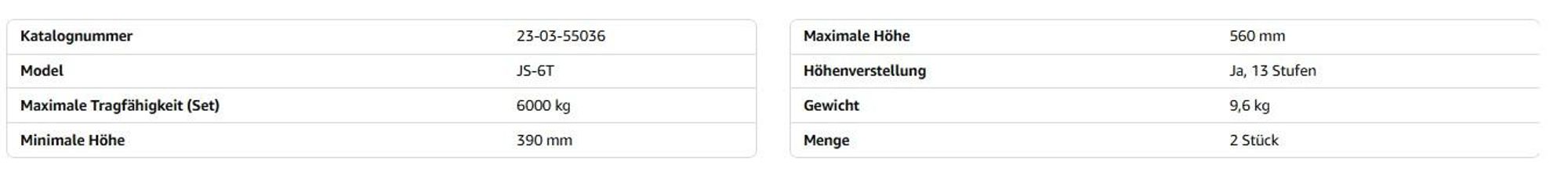 STIX 1 Paar (2 Stuck) Unterstellbocke, Tragkraft 6T, JS-6T, Sicherungsstift