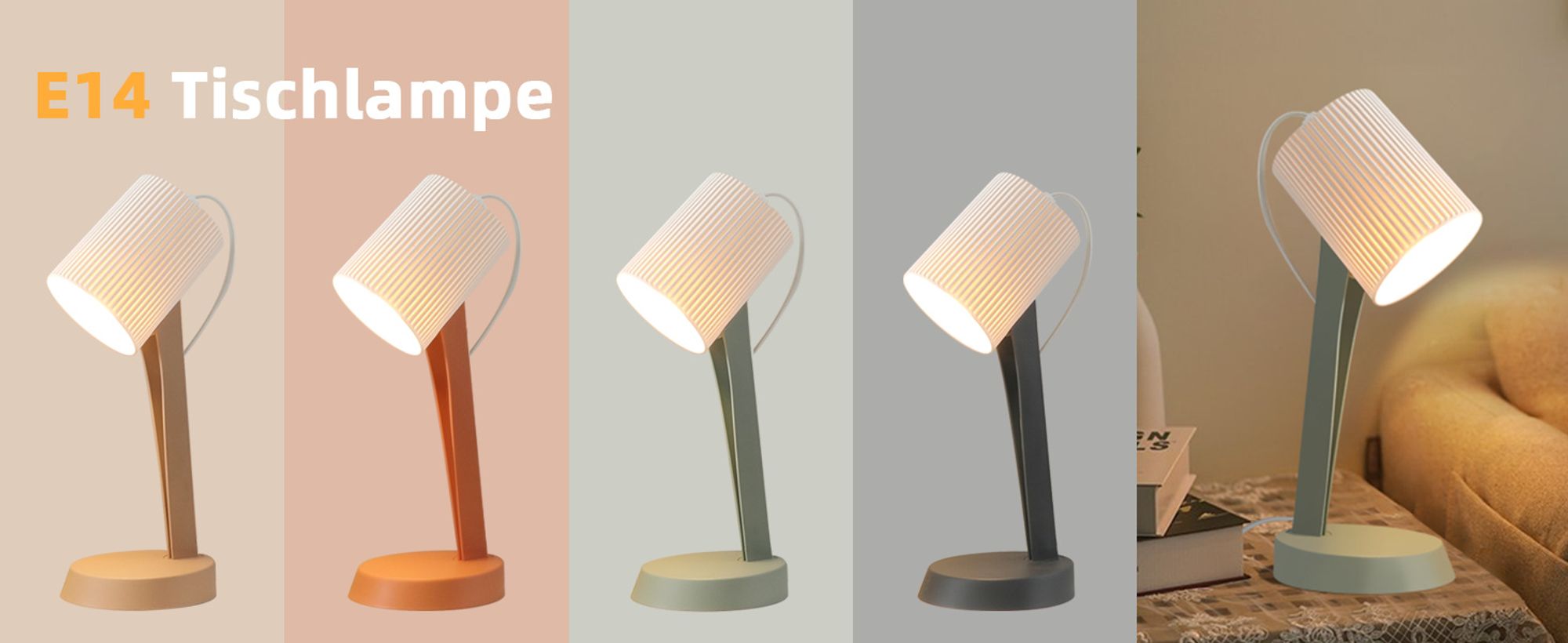 ZMH Tischleuchte Kabels Grün Nachttischlampe 2er Set Tischlampe Wohnzimmer E14 Tischlampen Moderne Landhausstil für Esstisch Schlafzimmer