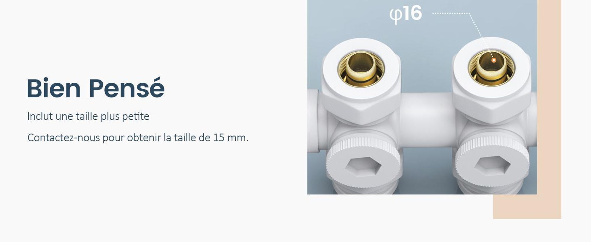 EMKE Robinet de raccordement Vanne avec thermostat pour radiateur Sèche-serviettes, 7 variateurs de vitesse, φ16*G1/2", Blanc