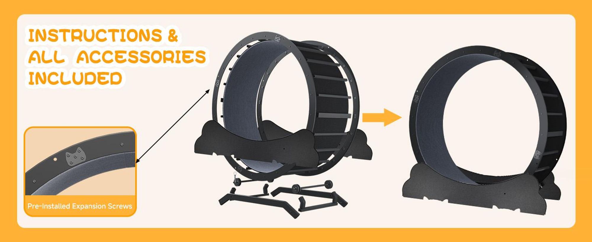 GTPLAYER ruota da corsa per gatti, ruota da corsa per gatti, extra large 100 cm, ruota da corsa ultra silenziosa con tappeto e giocattoli rimovibili, adesivo, blocco, adatto