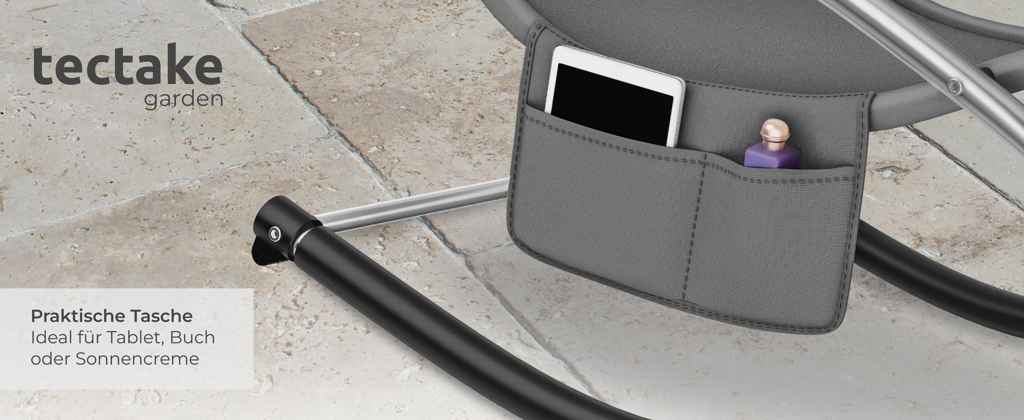 tectake® Gartenliege Taya, ergonomisch, Schwingfunktion
