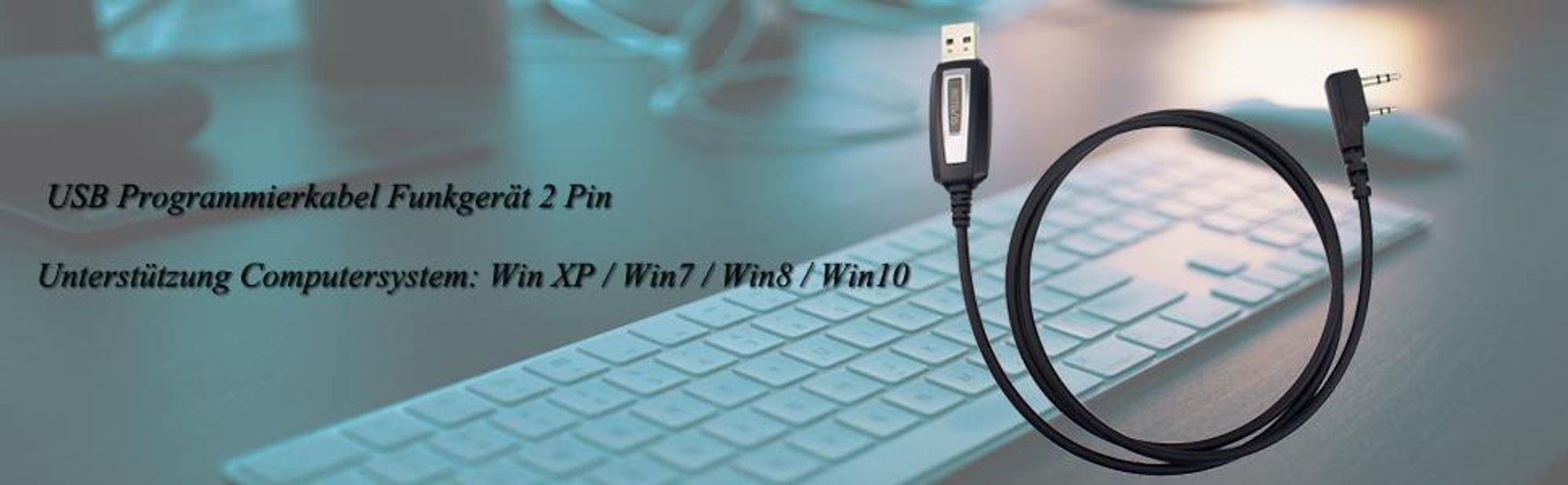 Retevis Funkgerät USB Programmierkabel 2 Pin Kompatibel mit Walkie Talkie RT24 RT24V RT668 RT1 RT28 BF UV-5R BF-88E BF-888S Kenwood Kompatibles Computersystem WinXP / Win7 / Win8 / Win10 (1 STK)