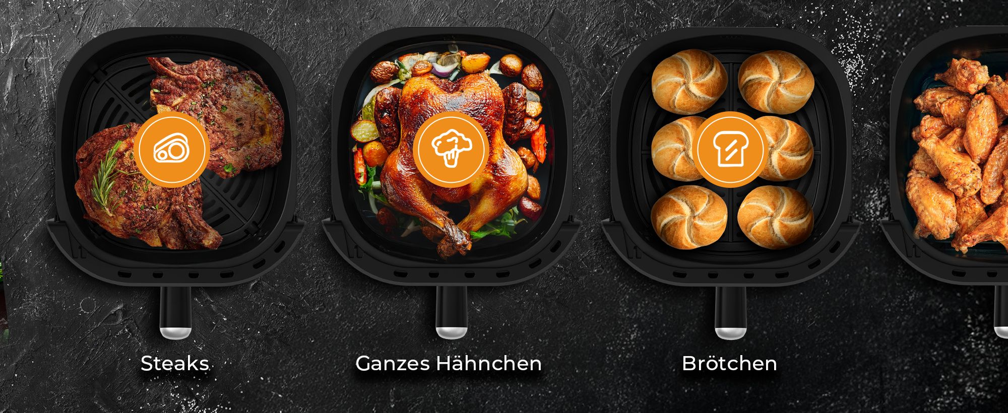 Balter Heißluftfritteuse XXL 5,5L mit Sichtfenster, 1500W, Airfryer, ohne Öl, 12 Programme, Touch-Bedienung, 100 Rezepte, Edelstahl, Schwarz
