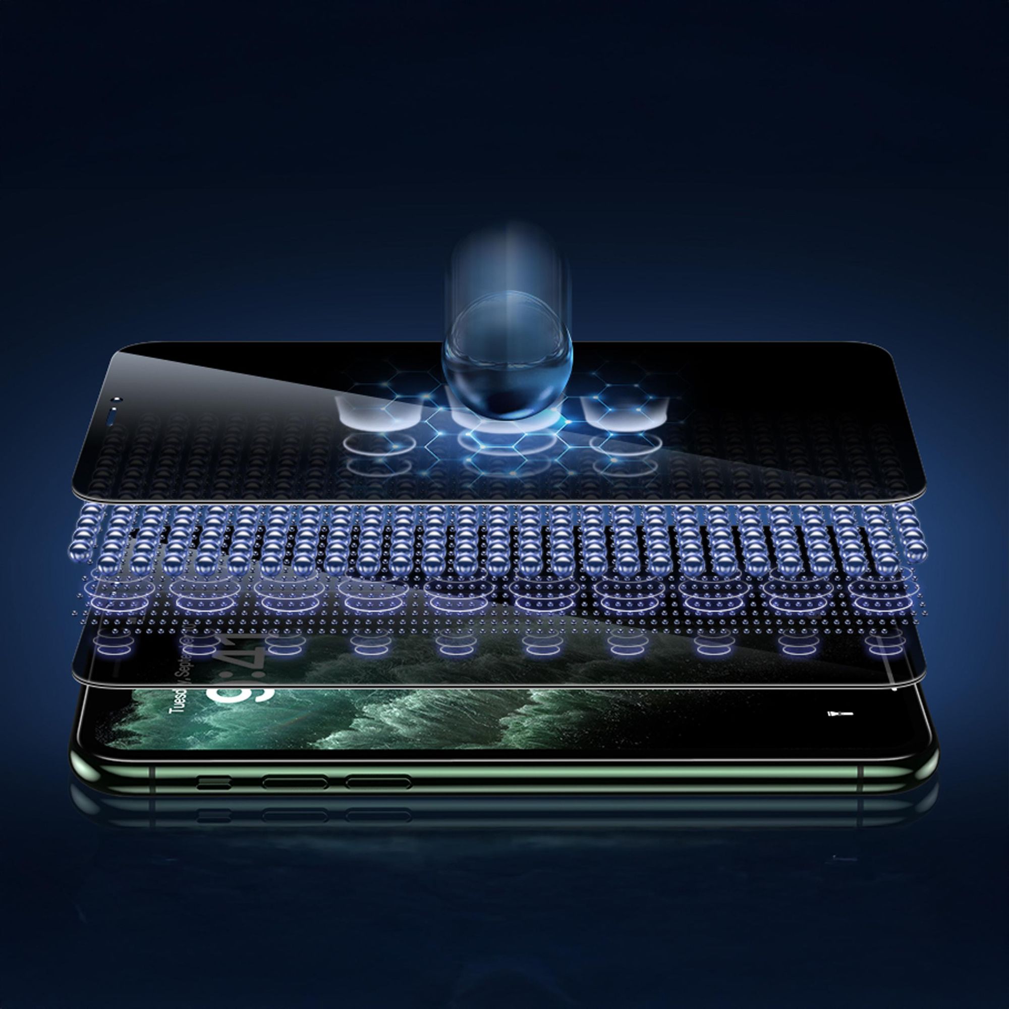 alkaya. iPhone X/XS/11 Pro Displayschutzglas Privacy, Panzerglas, Schutzfolie