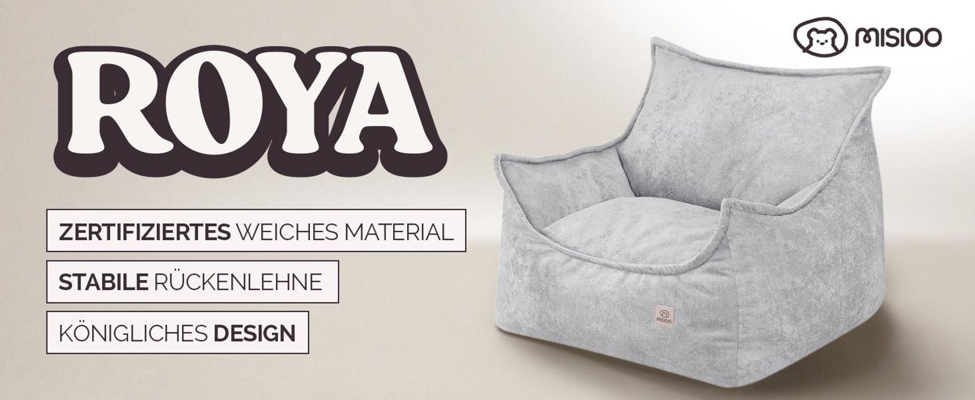 MISIOO Kinder Sessel Roya Chenille – Kindersessel für Kinderzimmer, Weicher Sitzsack Kinder, Bodensessel Bean Bag Sofa, Premium Szenila, 80x73x58 cm